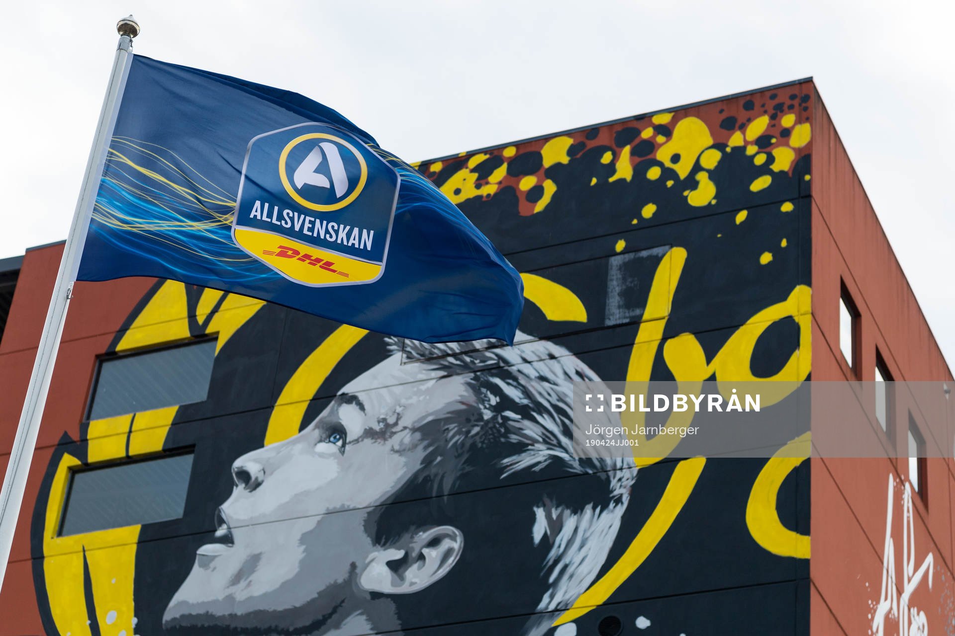 Flagga med allsvenskan logga