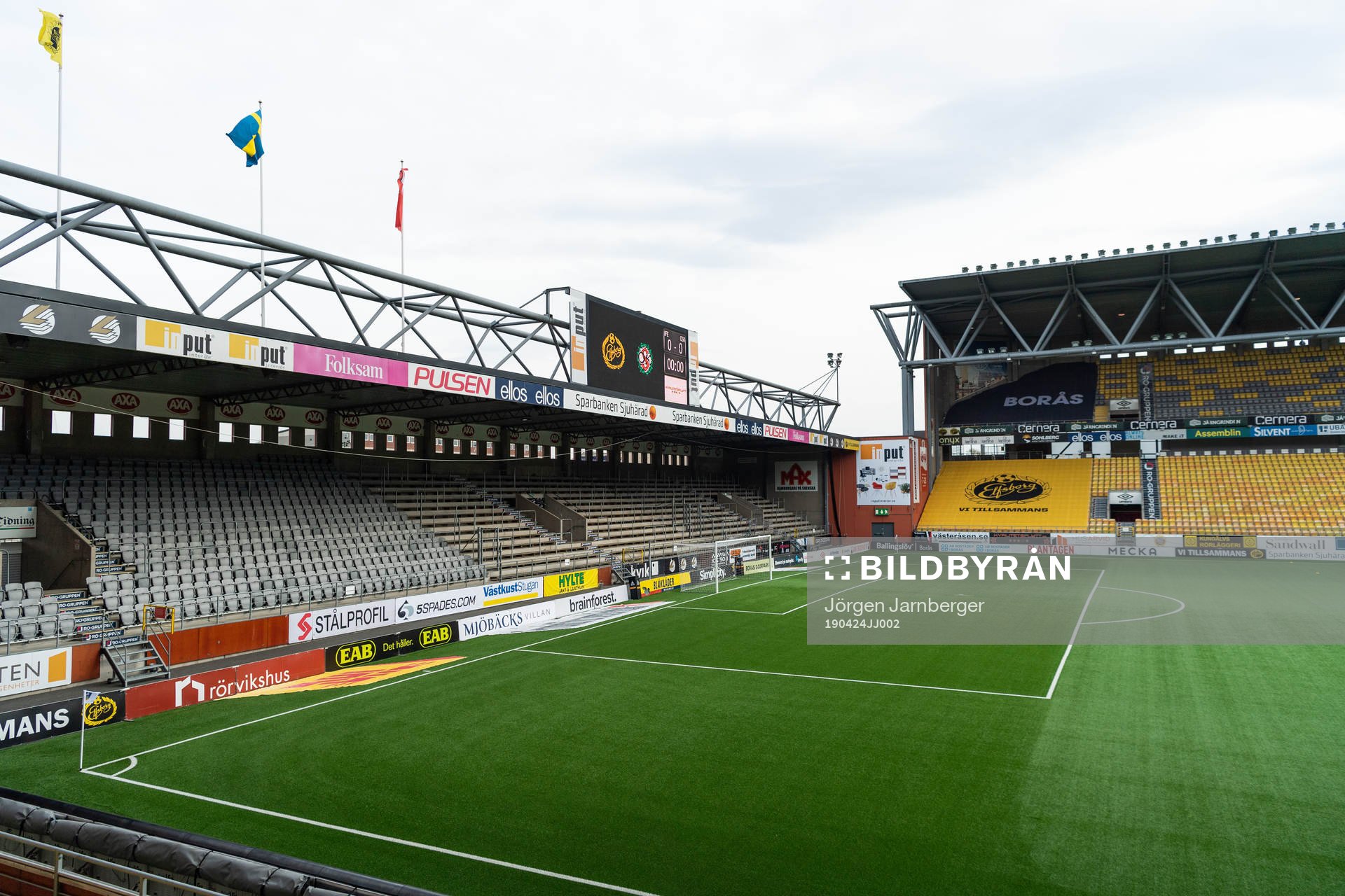 Interiör på Borås arena under fotbollsmatchen i Allsvenskan mellan Elfsborg och Örebro den 24 april 2019 i Borås.
