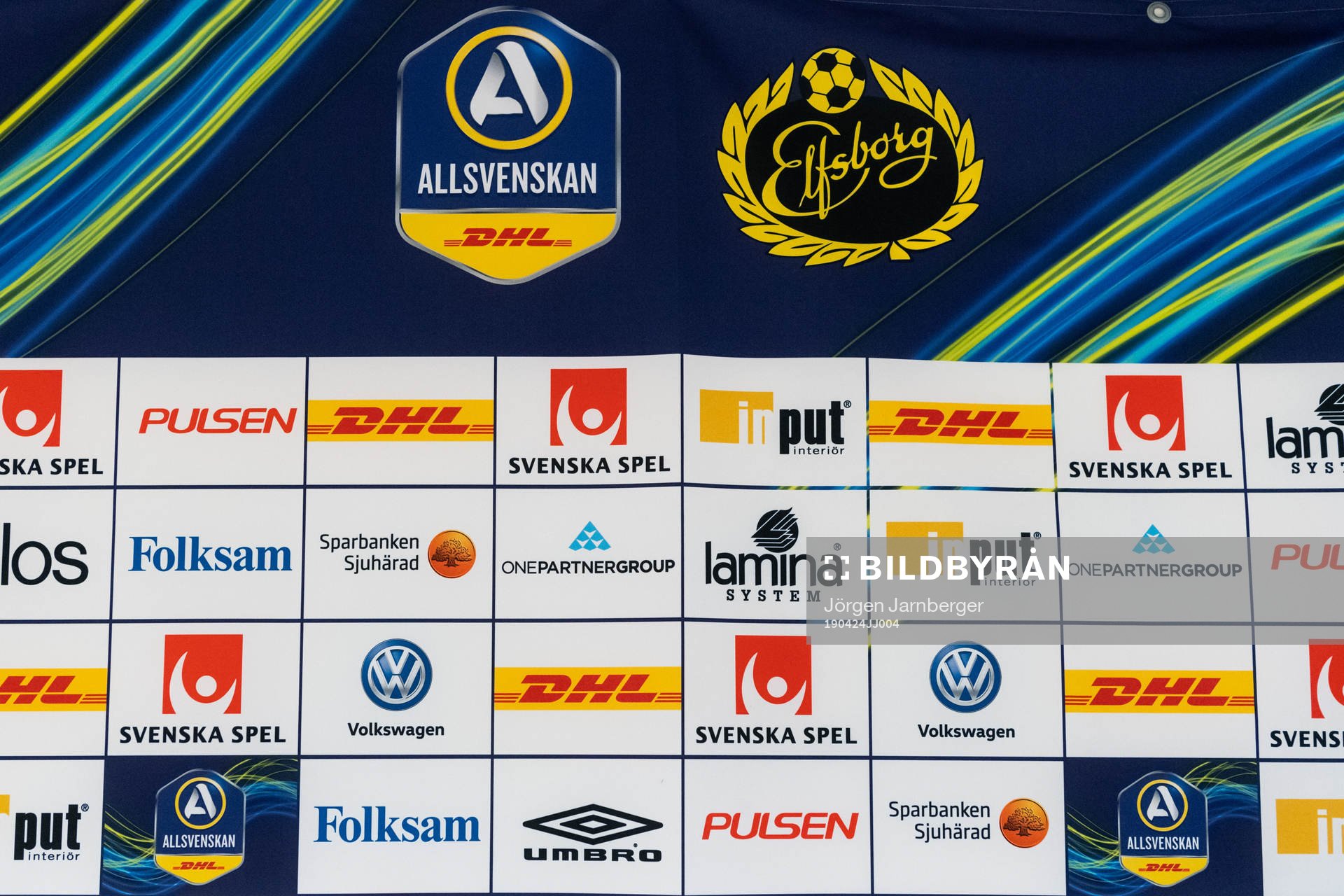 Backdrop i presskonferensen på Borås arena