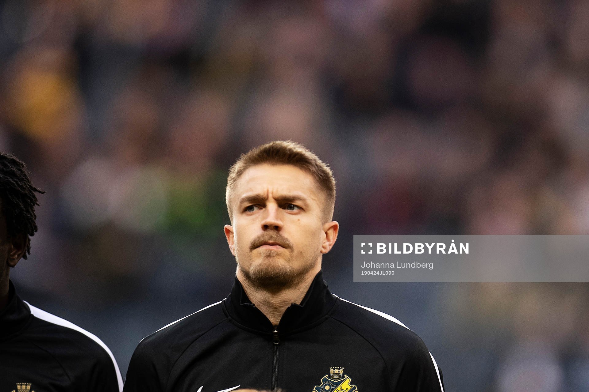 AIK:s Rasmus Lindkvist under fotbollsmatchen i allsvenskan mellan AIK och Häcken den 24 april 2019 i Stockholm.