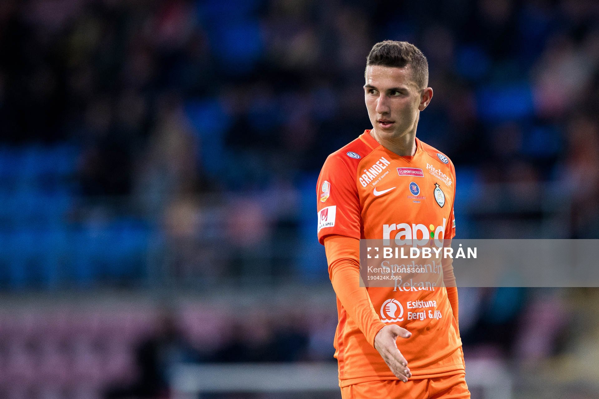 AFC Eskilstunas Adnan Kojic under fotbollsmatchen i Allsvenskan mellan AFC Eskilstuna och Östersund den 24 april 2019 i Eskilstuna. 