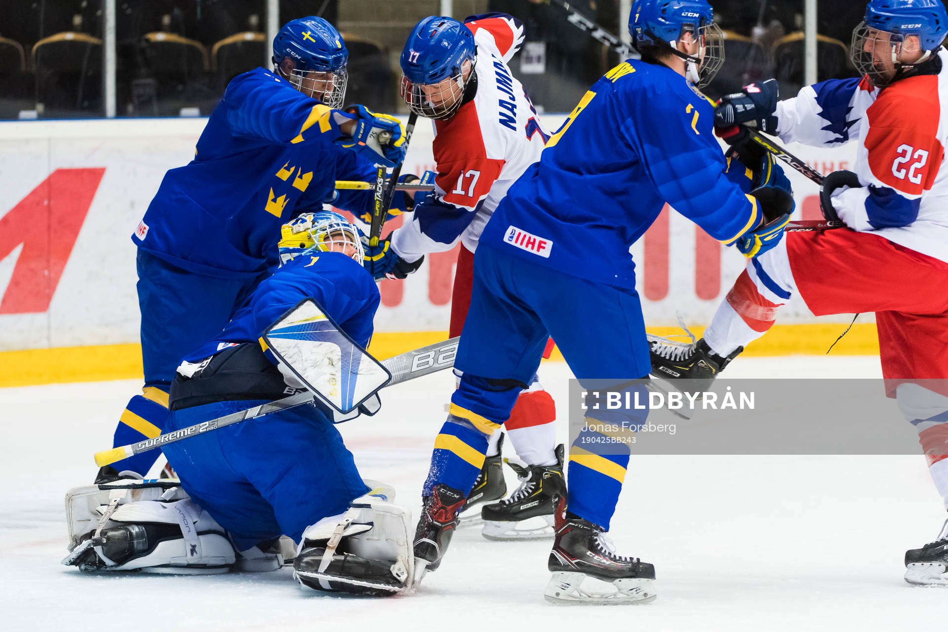 Goalkeeper Hugo Alnefelt of Sweden, Tobias Björnfot and