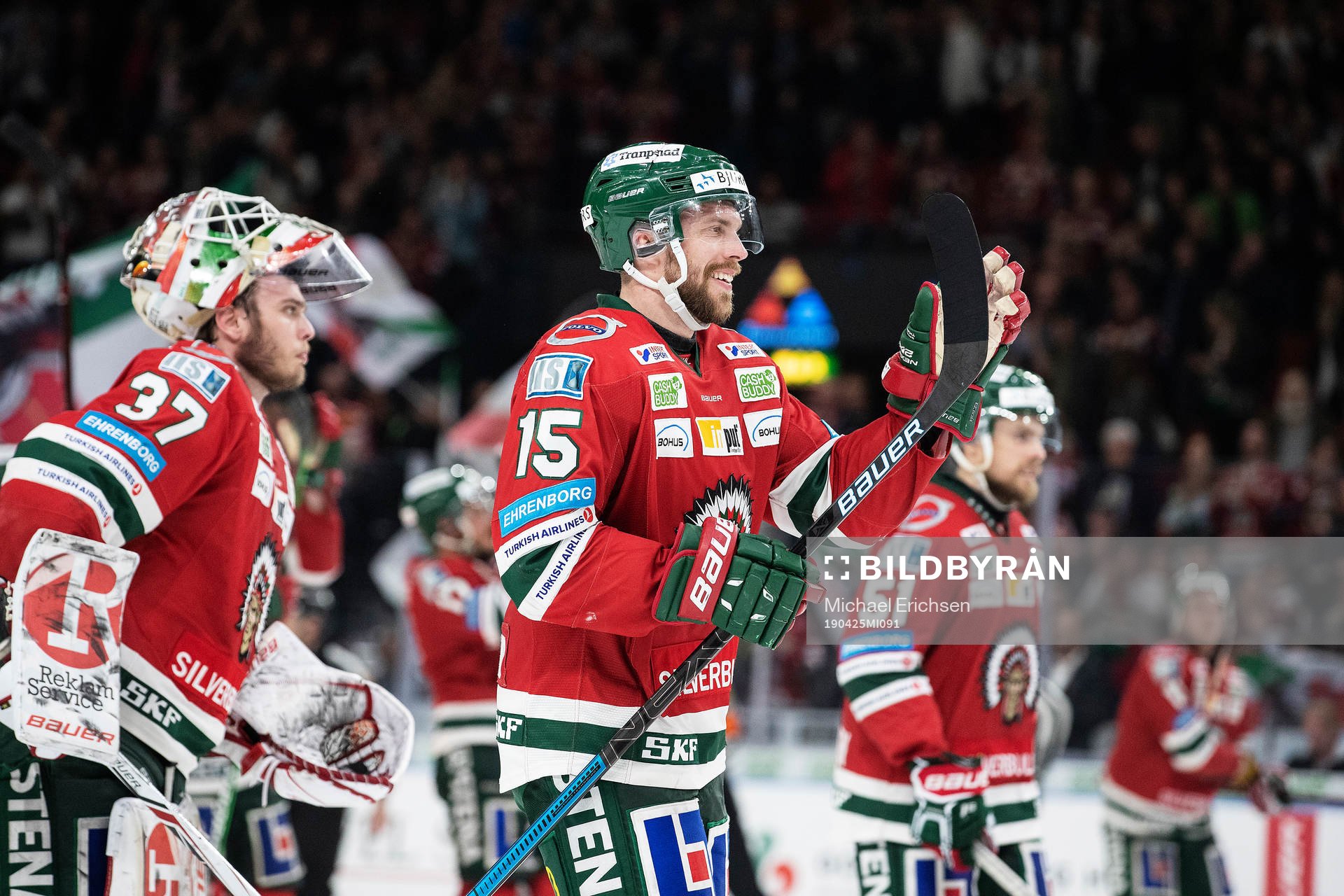 Frölundas målvakt Johan Gustafsson och Anders Grönlund