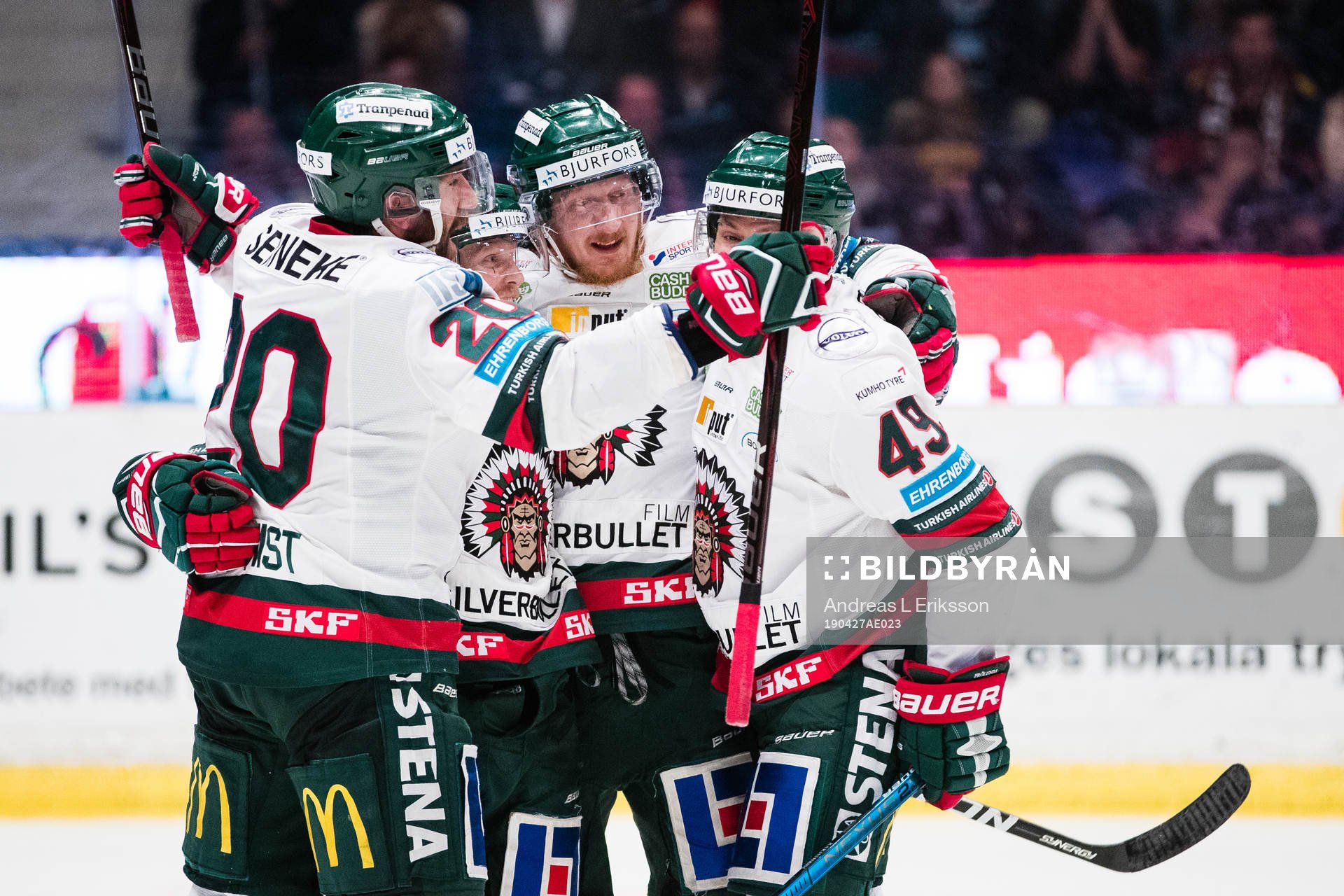 Frölundas Joel Lundqvist, Simon Hjalmarsson och Rhett