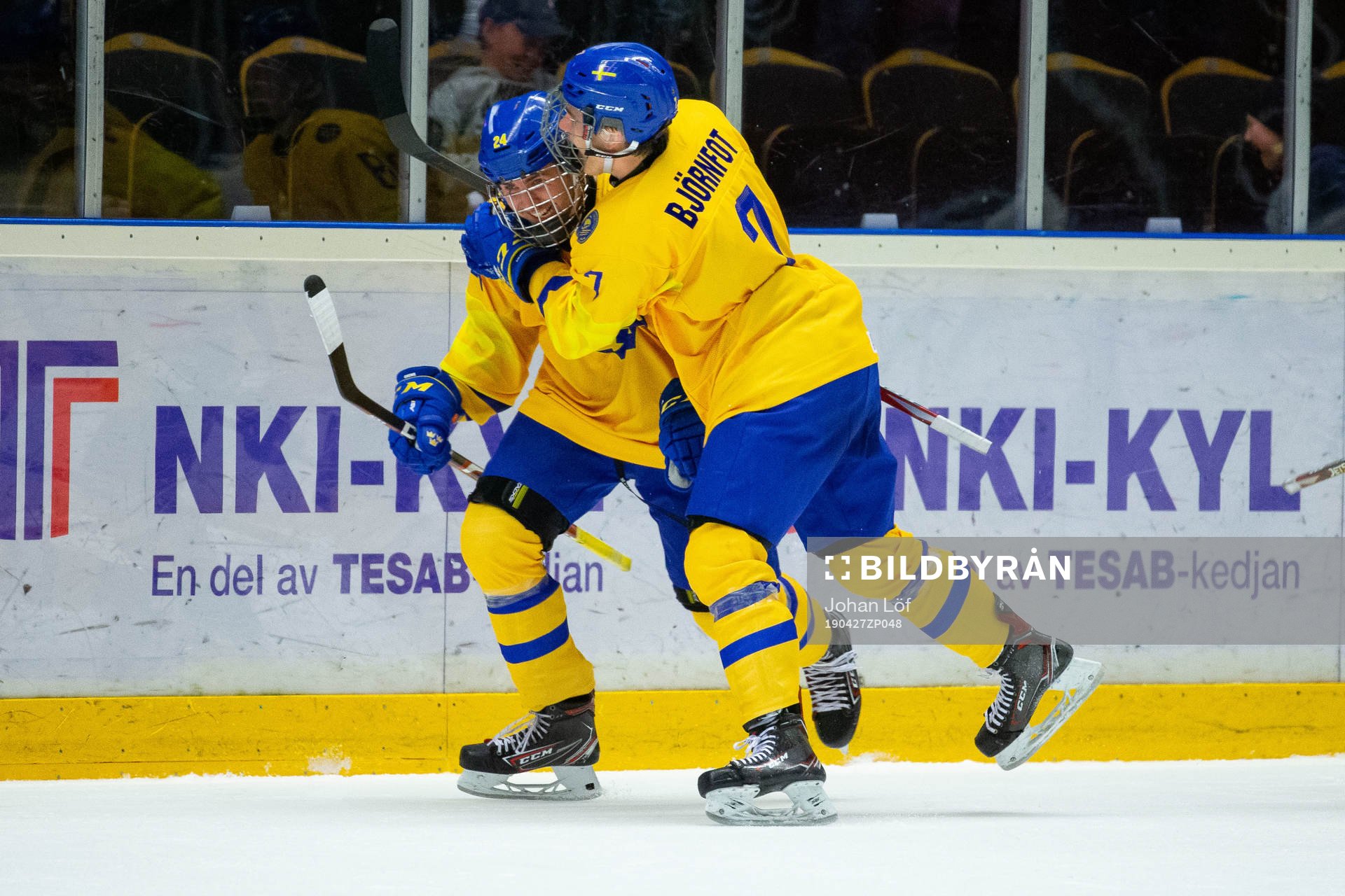 Albin Grewe and Tobias Björnfot of Sweden celebrates