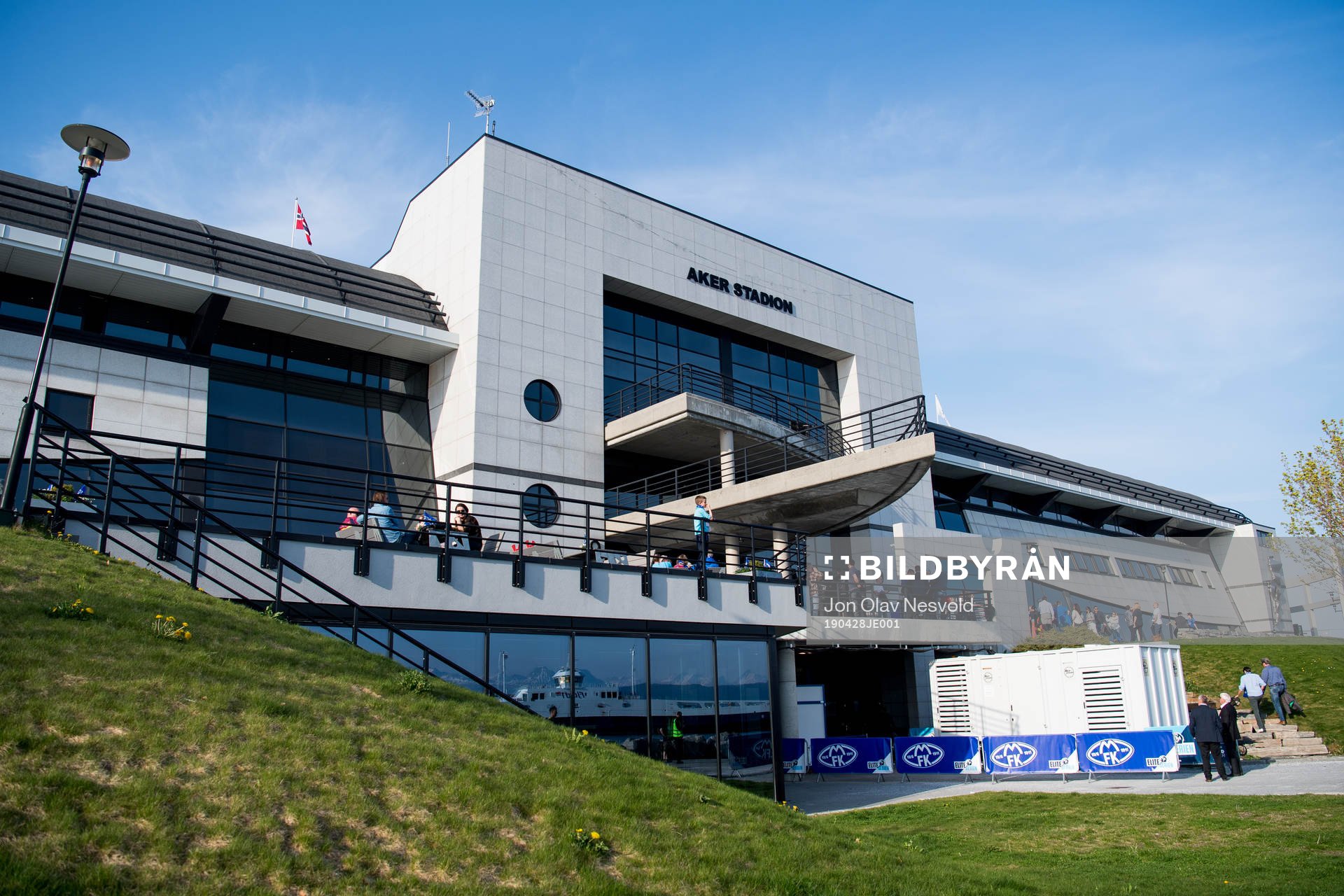 General exterior view of Aker Stadion ahead of the Eliteserien match between Molde and Rosenborg on April 28, 2019 in Molde.
