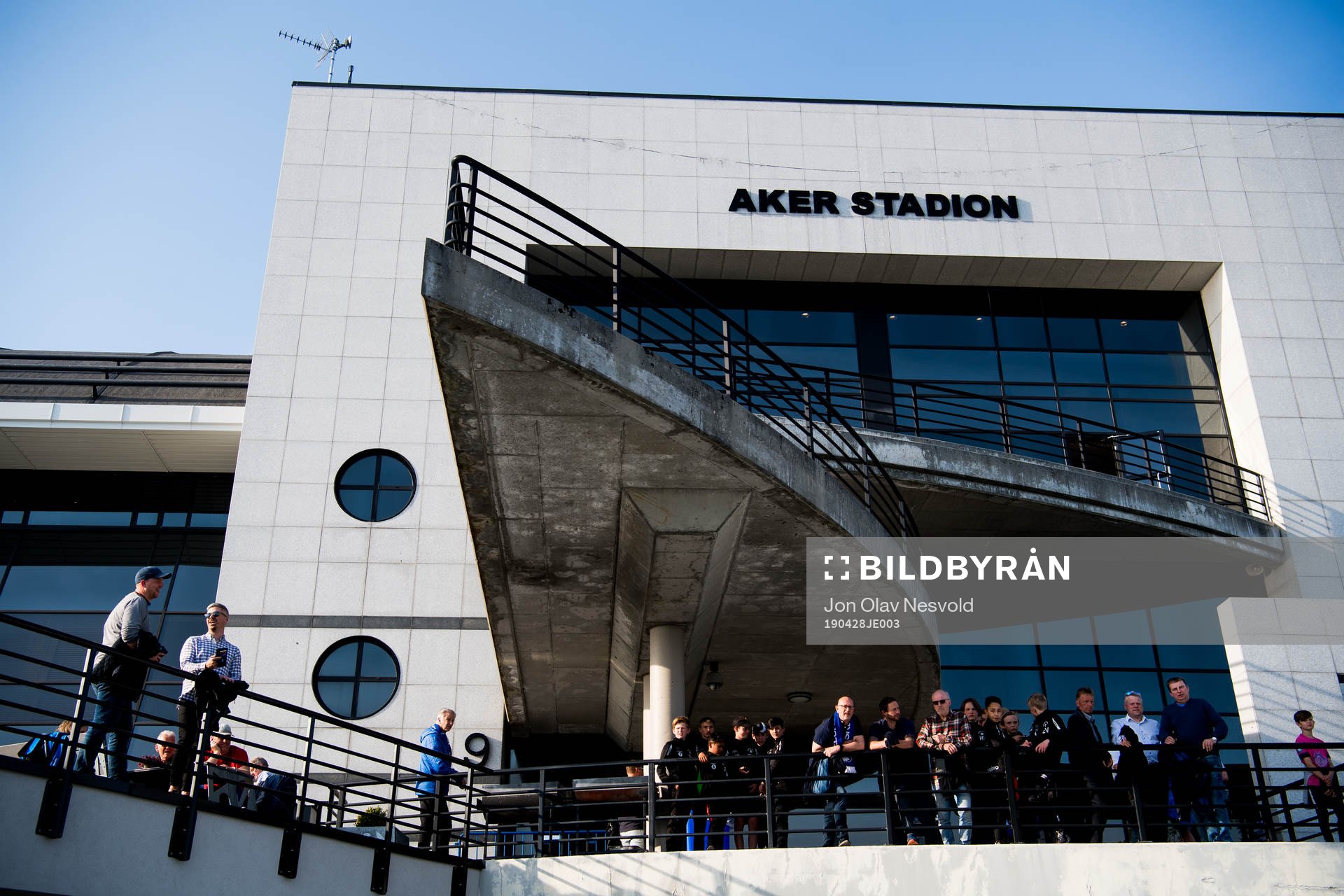 General exterior view of Aker Stadion ahead of the Eliteserien match between Molde and Rosenborg on April 28, 2019 in Molde.
