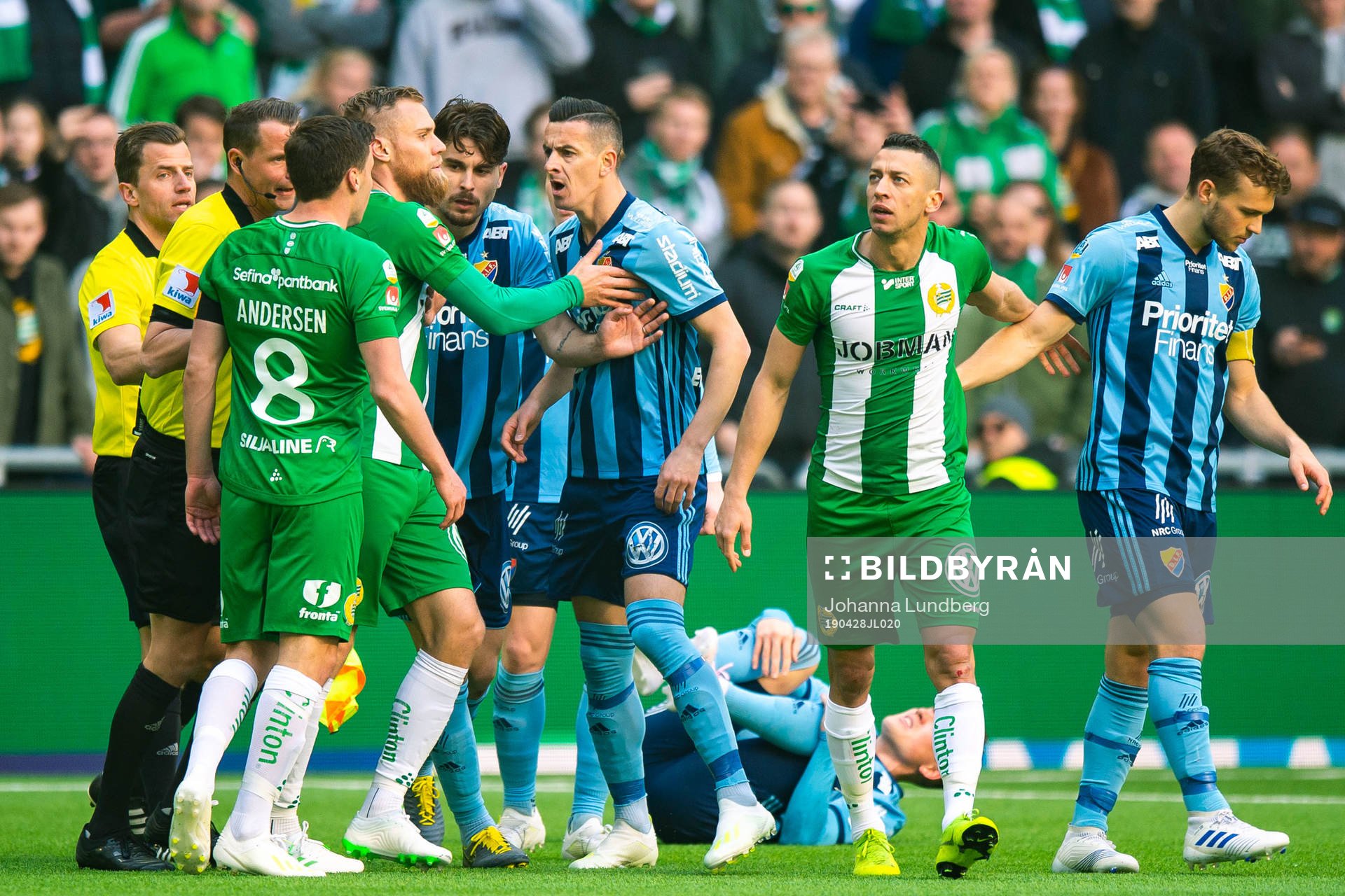Djurgårdens Haris Radetinac och Hammarbys Jeppe Andersen