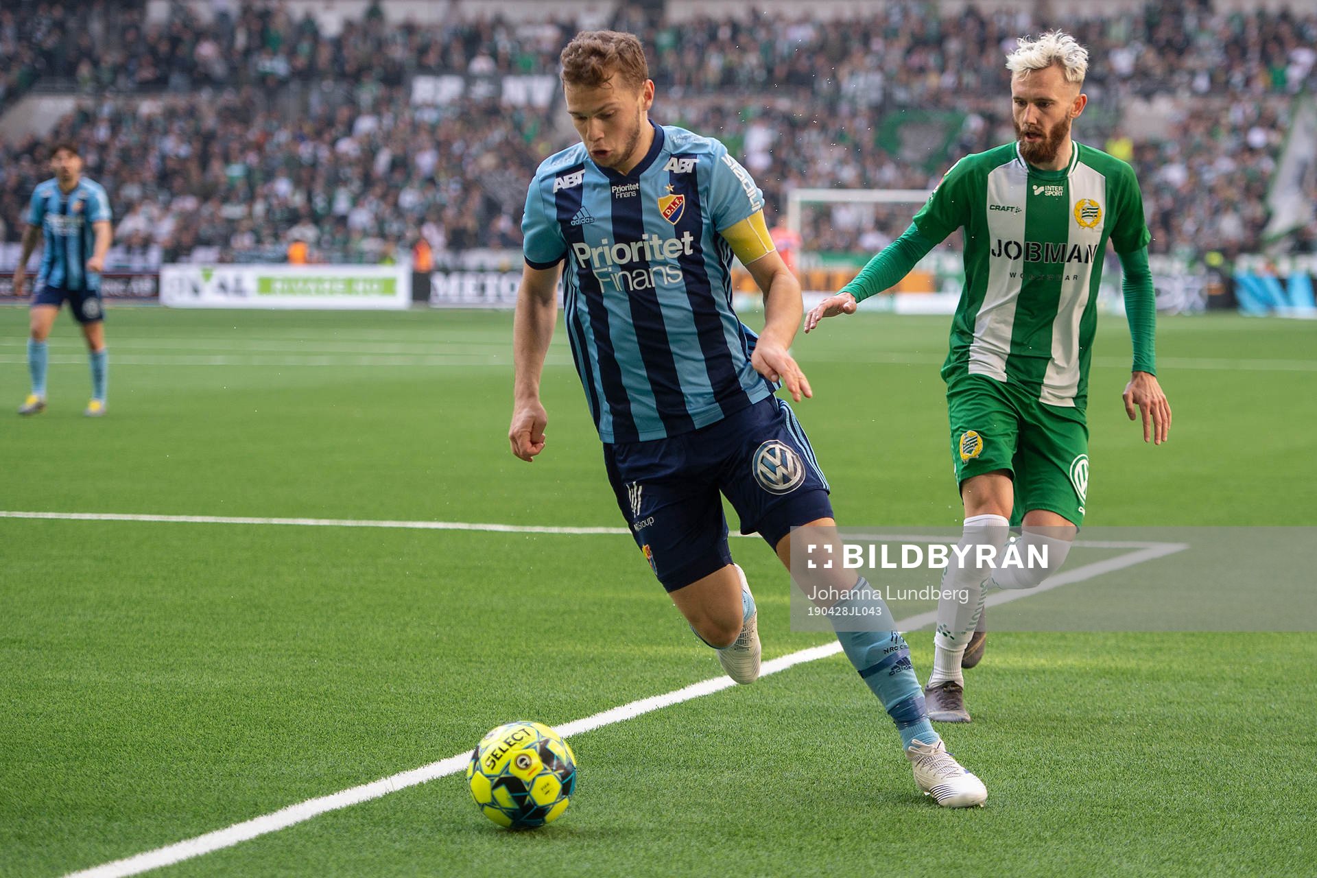 Djurgårdens Jesper Karlström och Hammarbys Simon Sandberg