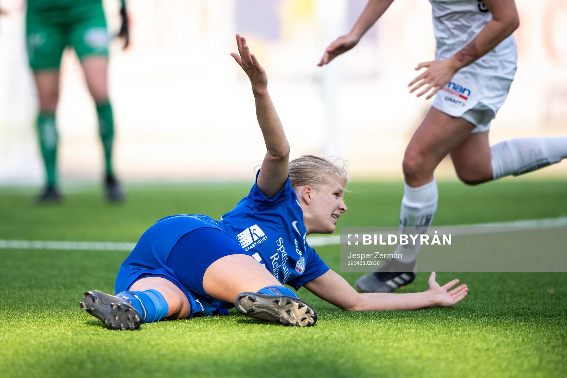 Eskilstunas Kaisa Collin under fotbollsmatchen i Damallsvenskan mellan Eskilstuna och Växjö den 28 april 2019 i Eskilstuna.