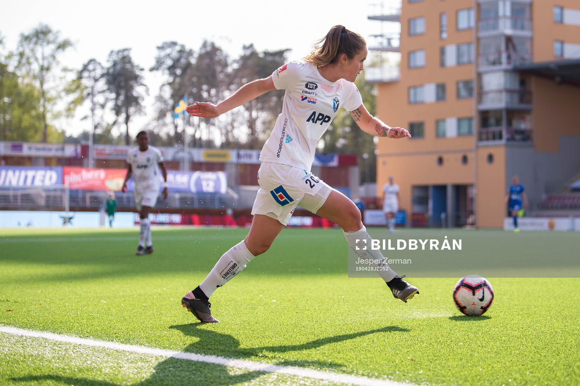 Växjös Sandra Lindkvist under fotbollsmatchen i Damallsvenskan mellan Eskilstuna och Växjö den 28 april 2019 i Eskilstuna.