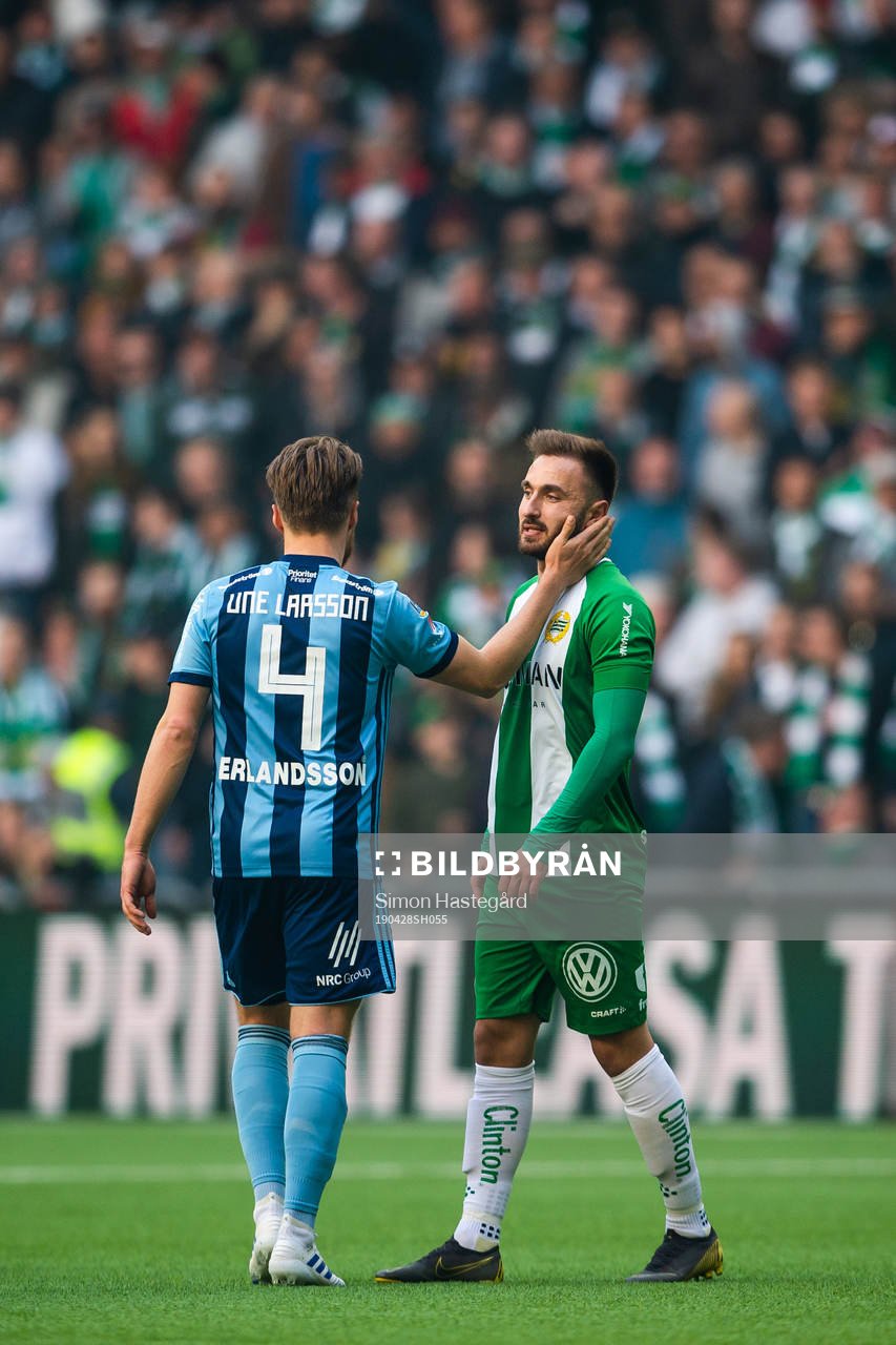 Djurgårdens Jacob Une Larsson och Hammarbys Muamer Tankovic