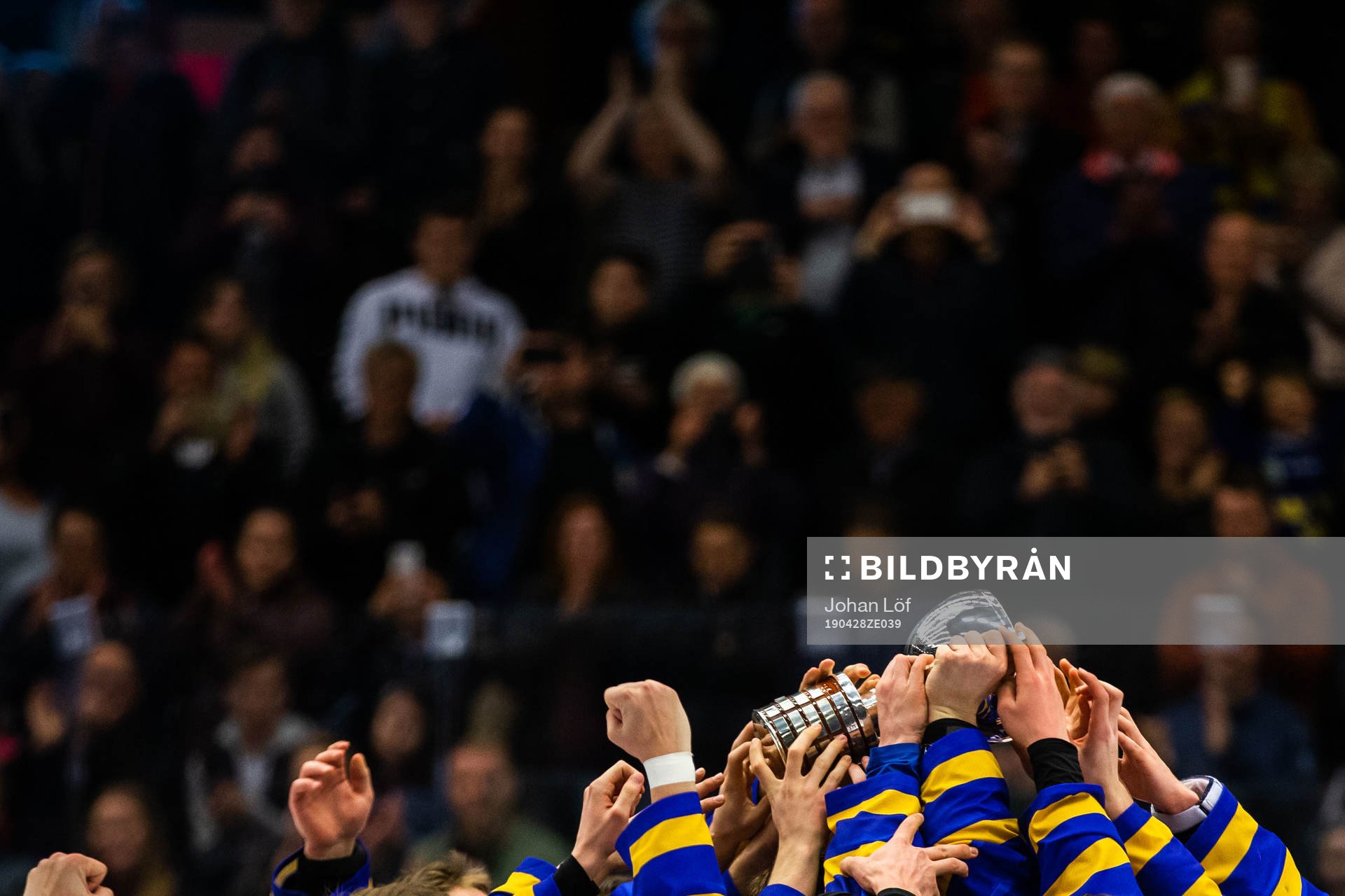 Players of Sweden celebrates with the trophy