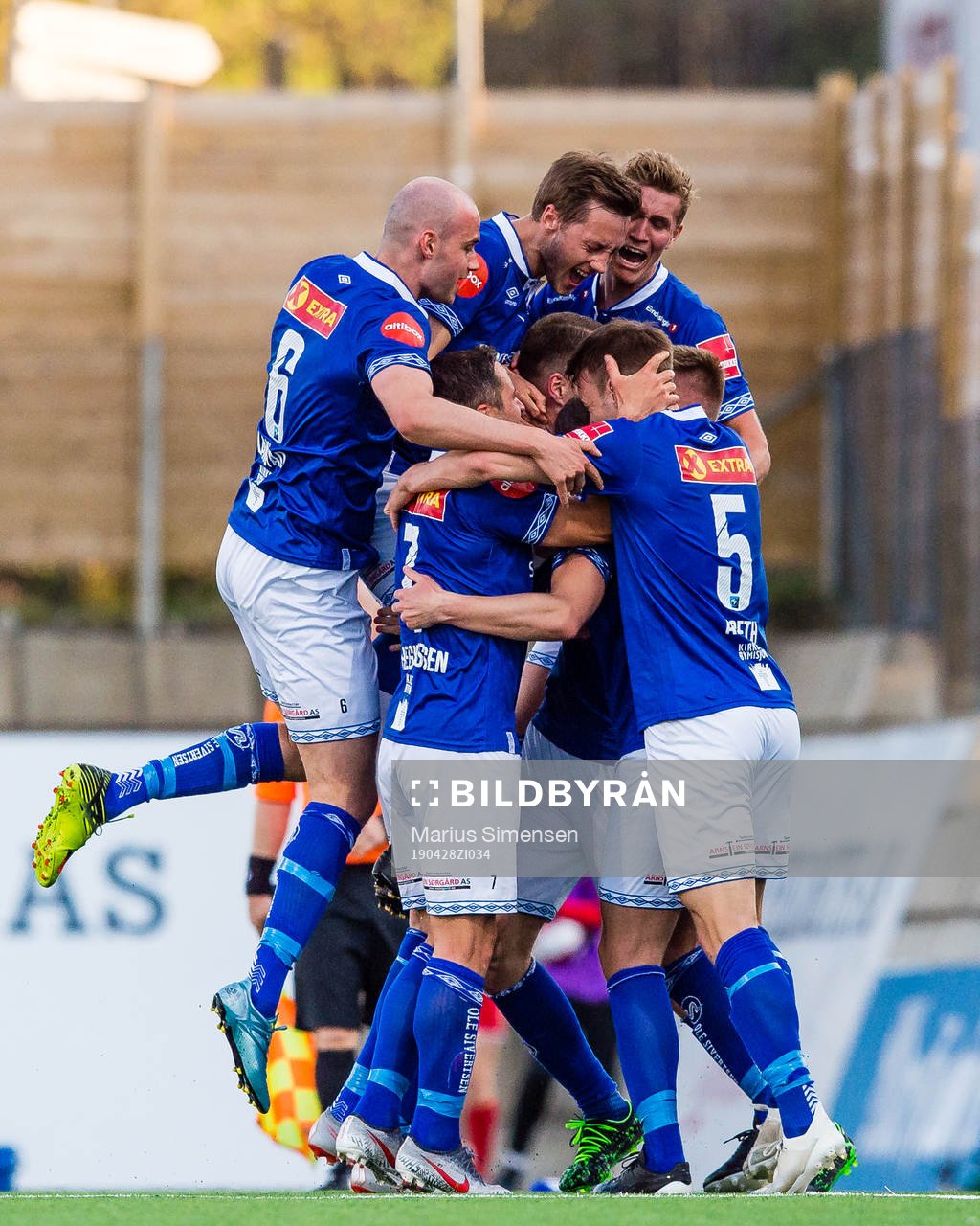 Michael Karlsen of Ranheim celebrates the 4-2 goal with his