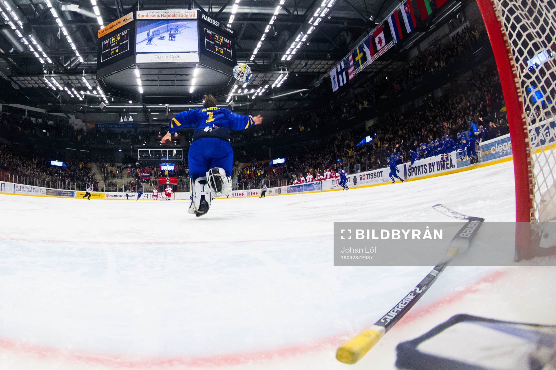 Goalkeeper Hugo Alnefelt of Sweden celebrates