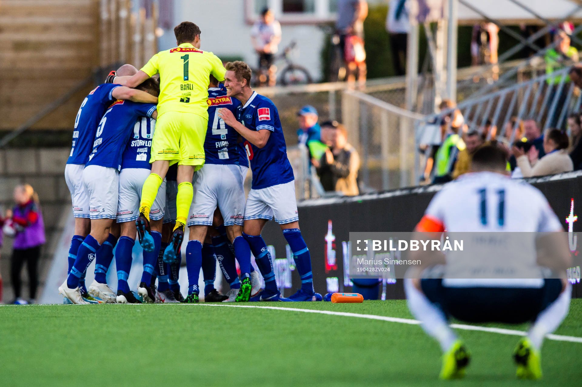 Michael Karlsen of Ranheim celebrates the 4-2 goal with his