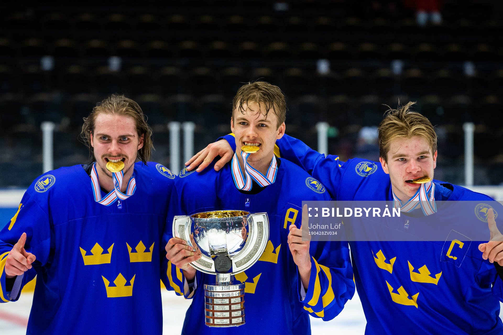 Albin Grew and Tobias Björnfot of Sweden celebrate with