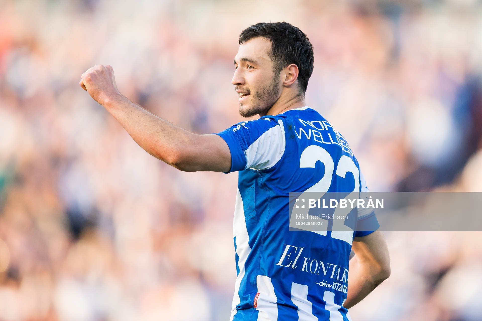 IFK Göteborgs Giorgi Kharaishvili jublar efter 1-0 under fotbollsmatchen i allsvenskan mellan IFK Göteborg och AIK den 29 april 2019 i Göteborg.