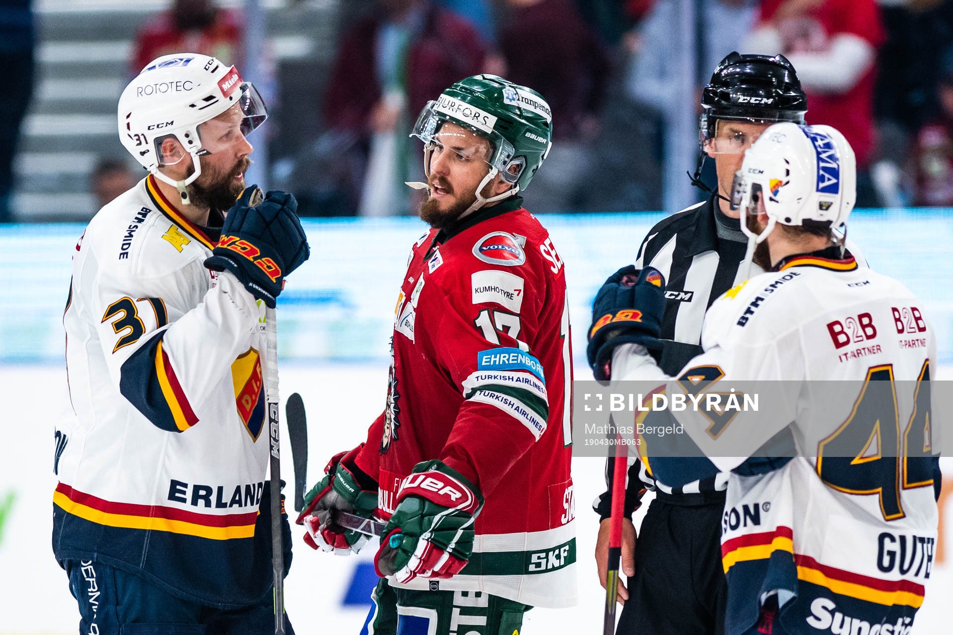 Djurgårdens Dick Axelsson, Mattias Guter och Frölundas