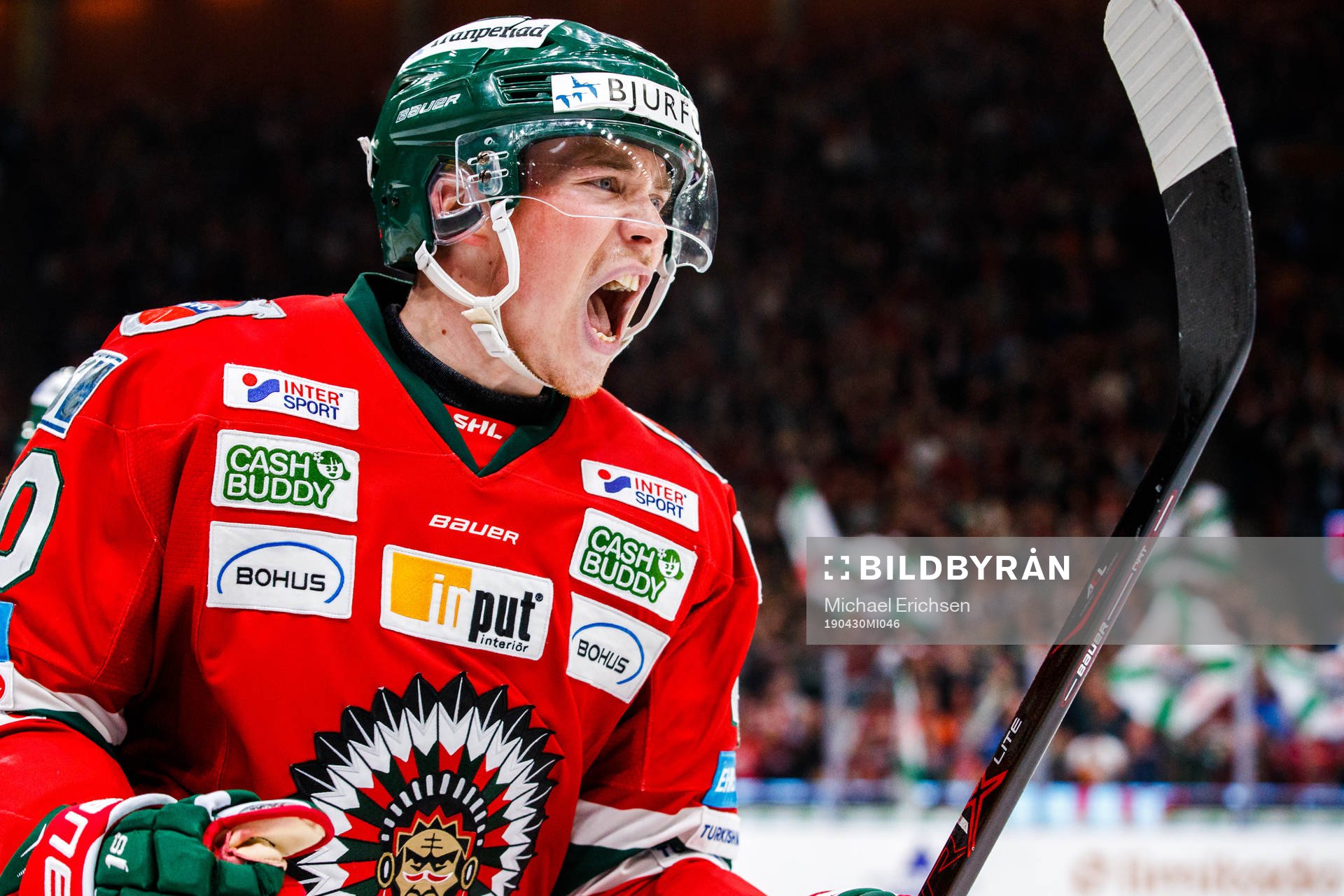 Frölundas Joel Mustonen jublar