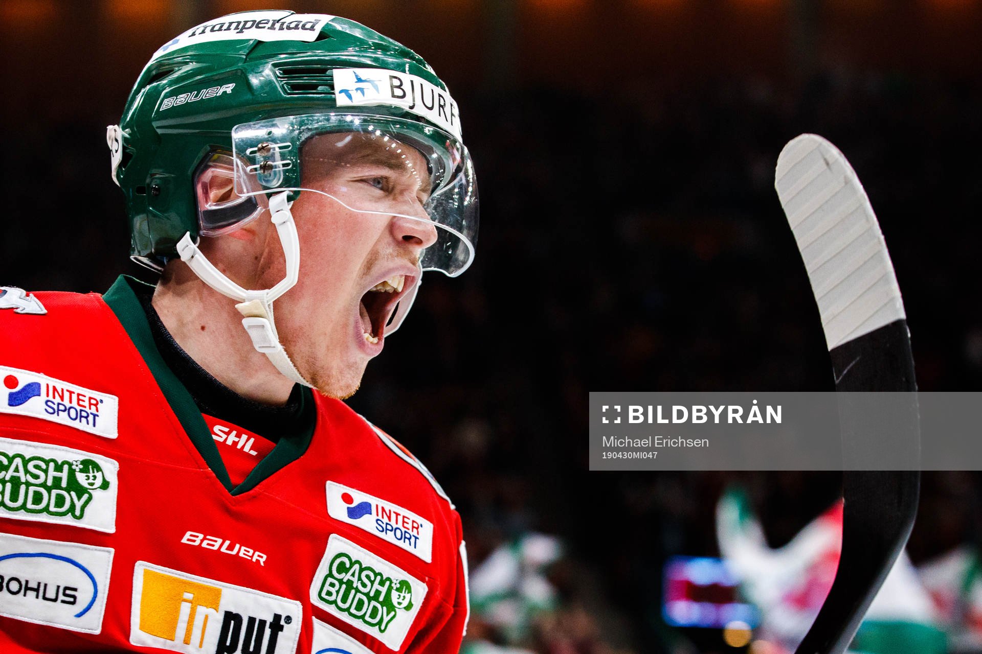 Frölundas Joel Mustonen jublar
