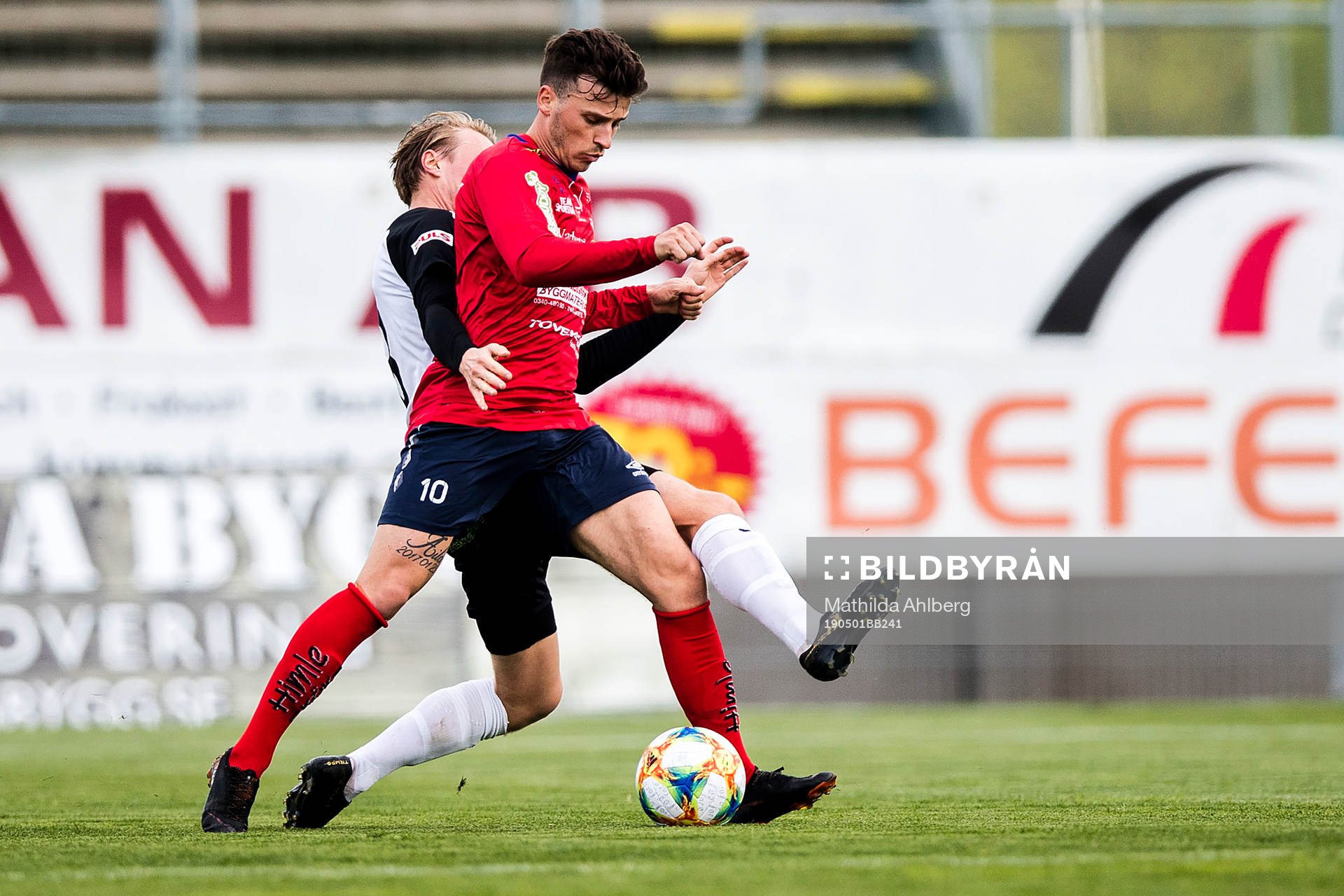  Tvååkers Labinot Syla under fotbollsmatchen i Division 1 Södra mellan Landskrona och Tvååker den 1 maj 2019 i Landskrona. 