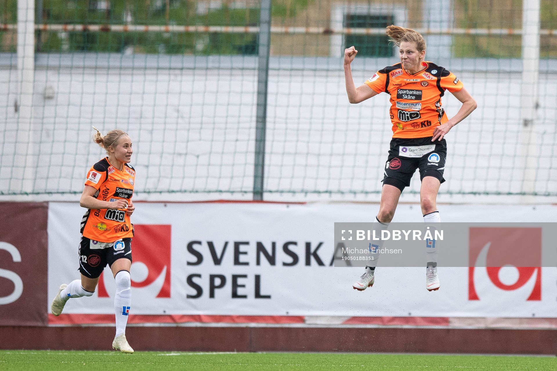 Kristianstads Amanda Edgren jublar efter att hon gjort 1-1 under finalen i Svenska Cupen mellan Kopparbergs/Göteborg och Kristianstad den 1 maj 2019 i Göteborg.