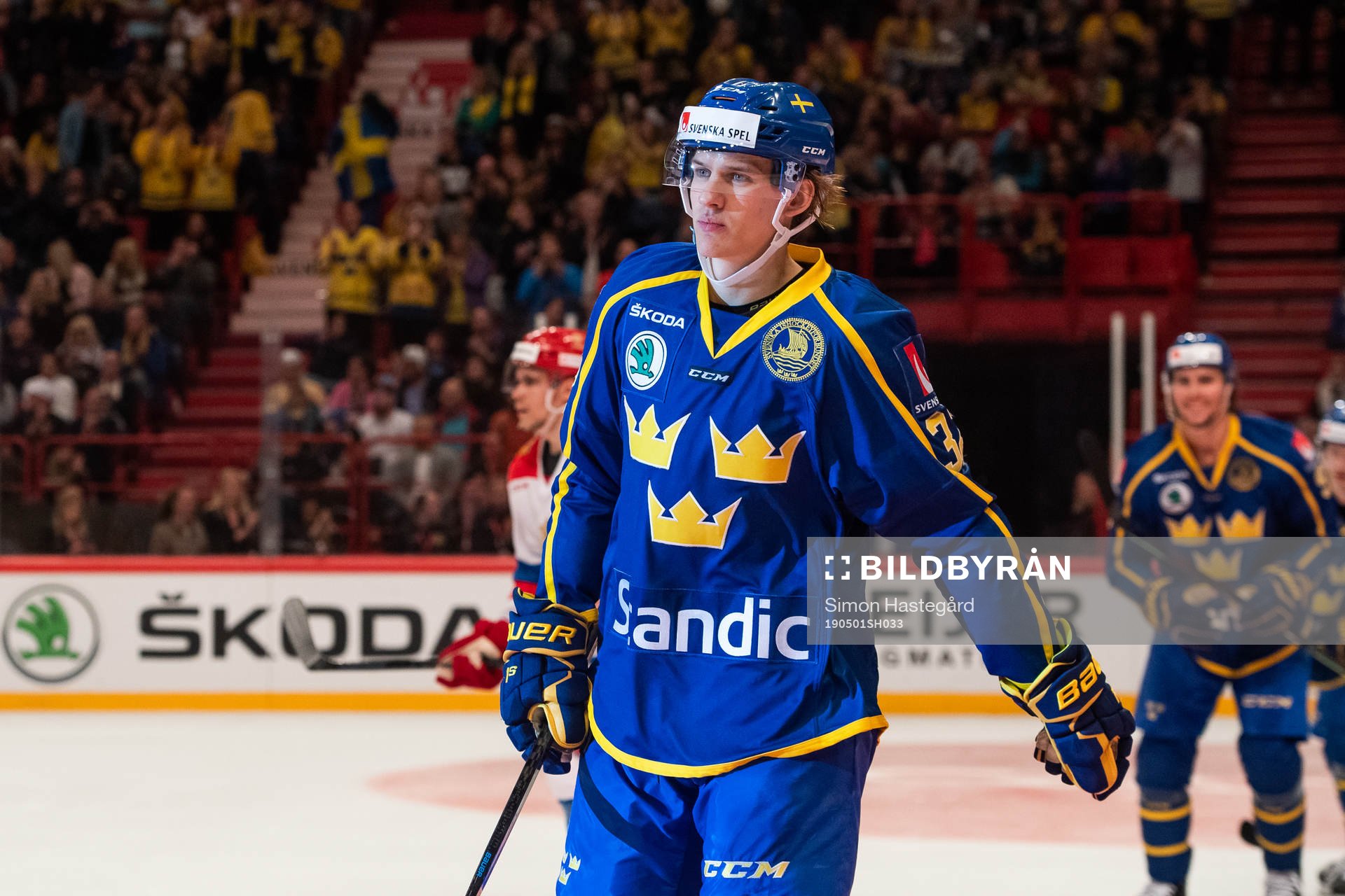 Oskar Lindblom of Sweden celebrates scoring 4-2