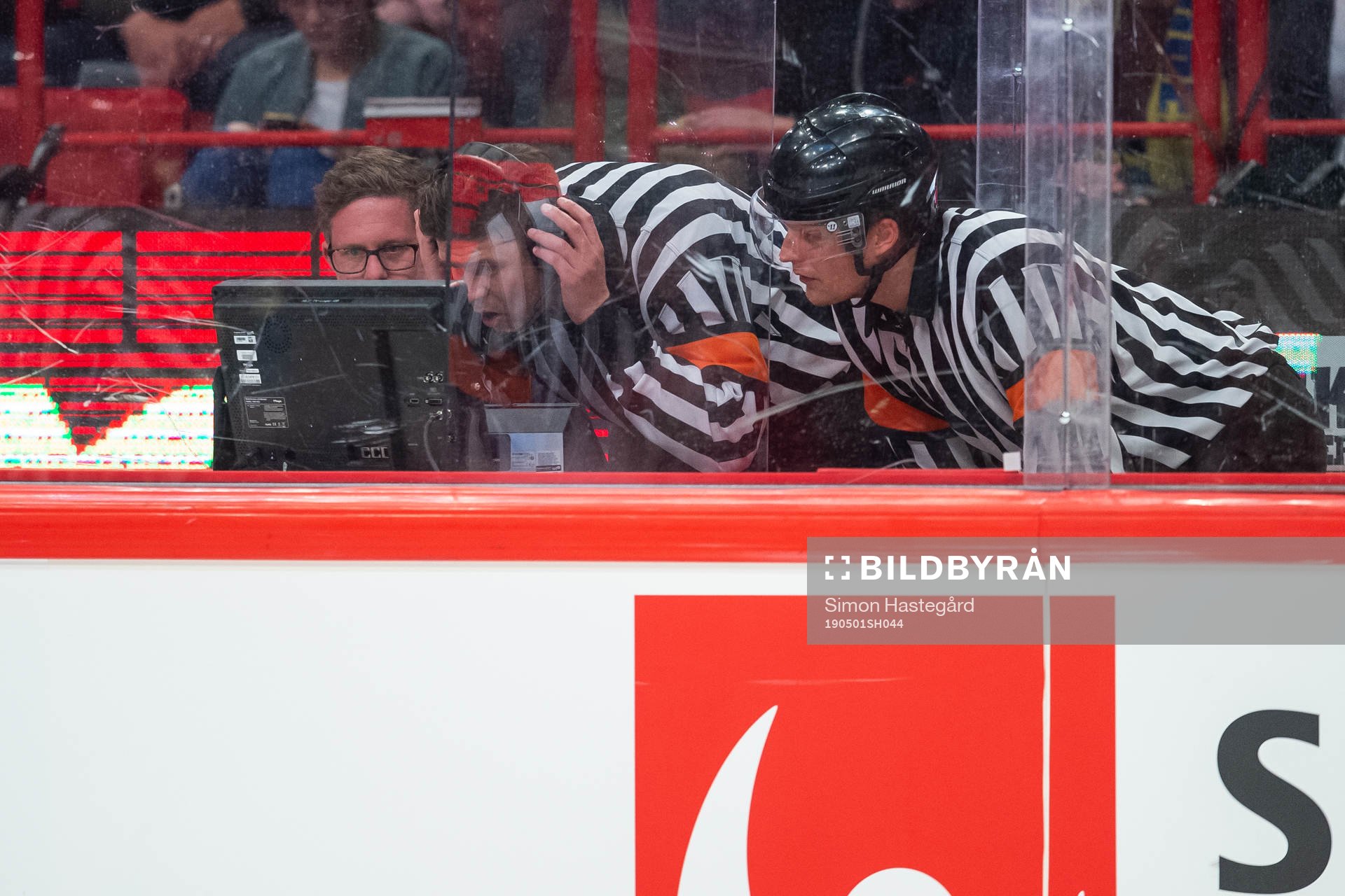 Referees looking at a video to allow or disallow Swedens