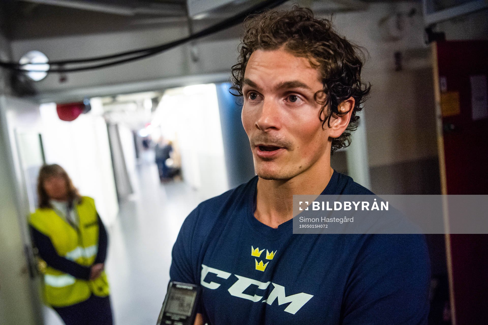 Loui Eriksson of Sweden in the mixes zone