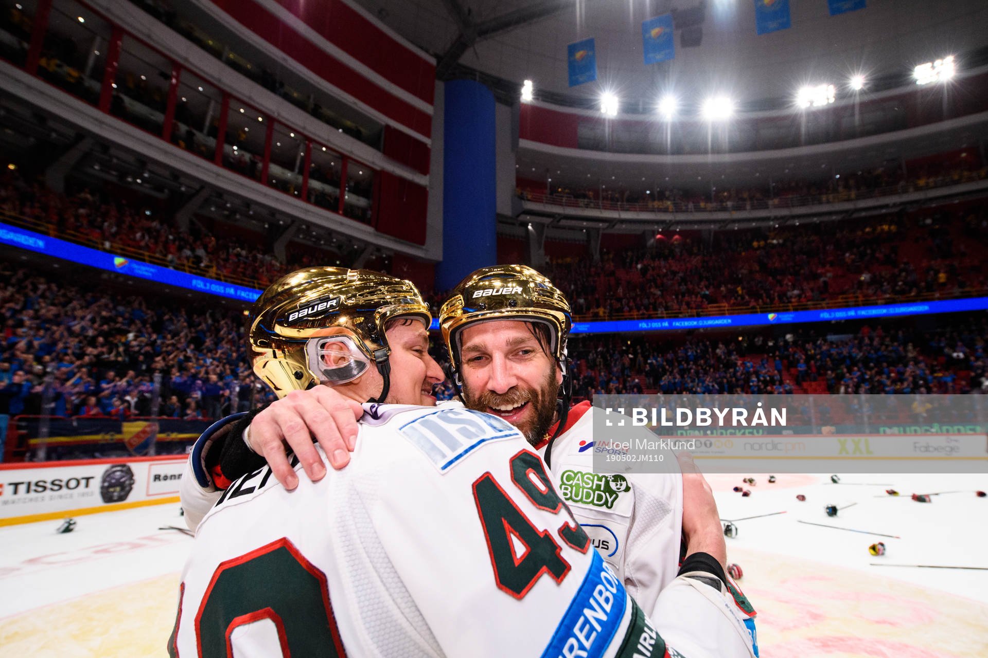 Frölundas Rhett Rakshani och Joel Lundqvist jublar