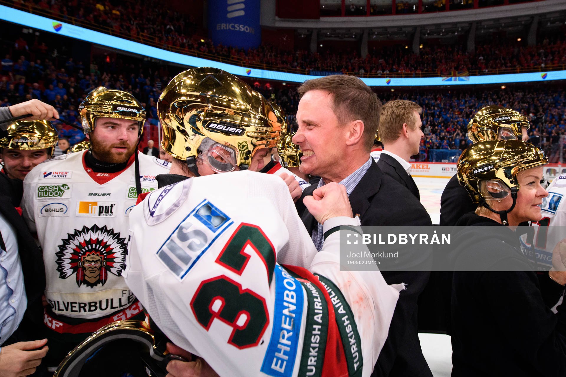 Frölundas målvakt Johan Gustafsson och tränare Roger