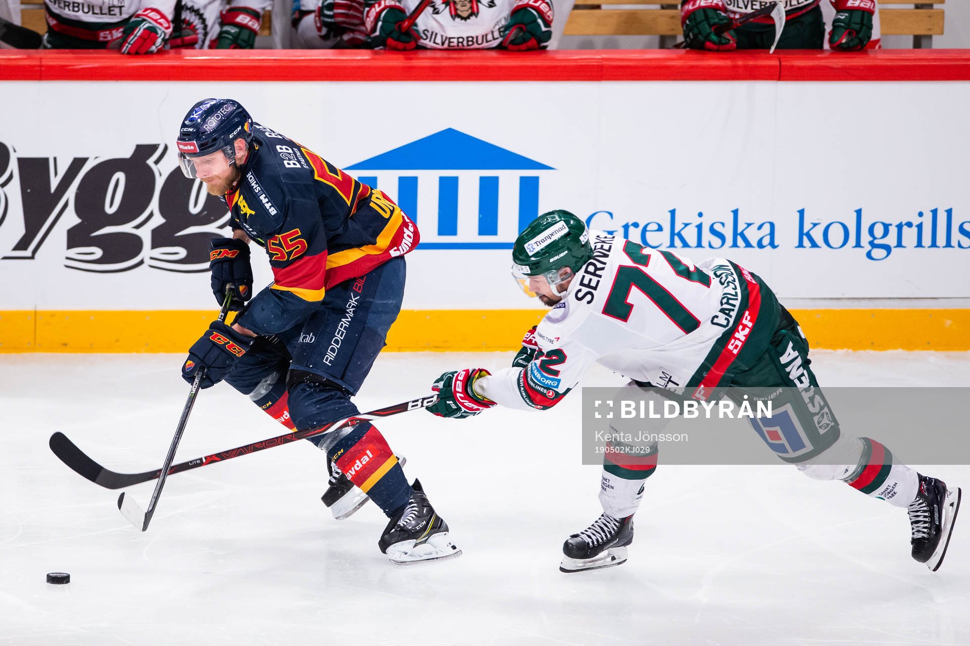 Djurgårdens Alexander Urbom och Frölundas Patrik Carlsson
