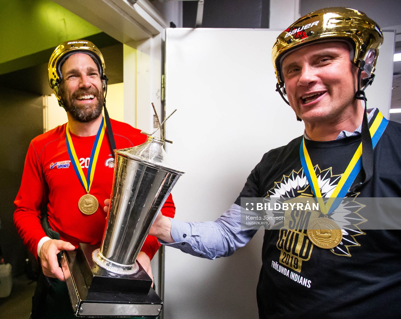 Frölundas Joel Lundqvist och tränare Roger Rönnberg