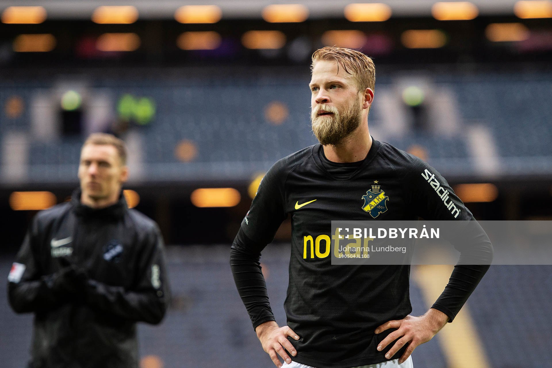 AIK:s Daniel Sundgren efter fotbollsmatchen i Allsvenskan mellan AIK och AFC Eskilstuna den 4 maj 2019 i Stockholm.