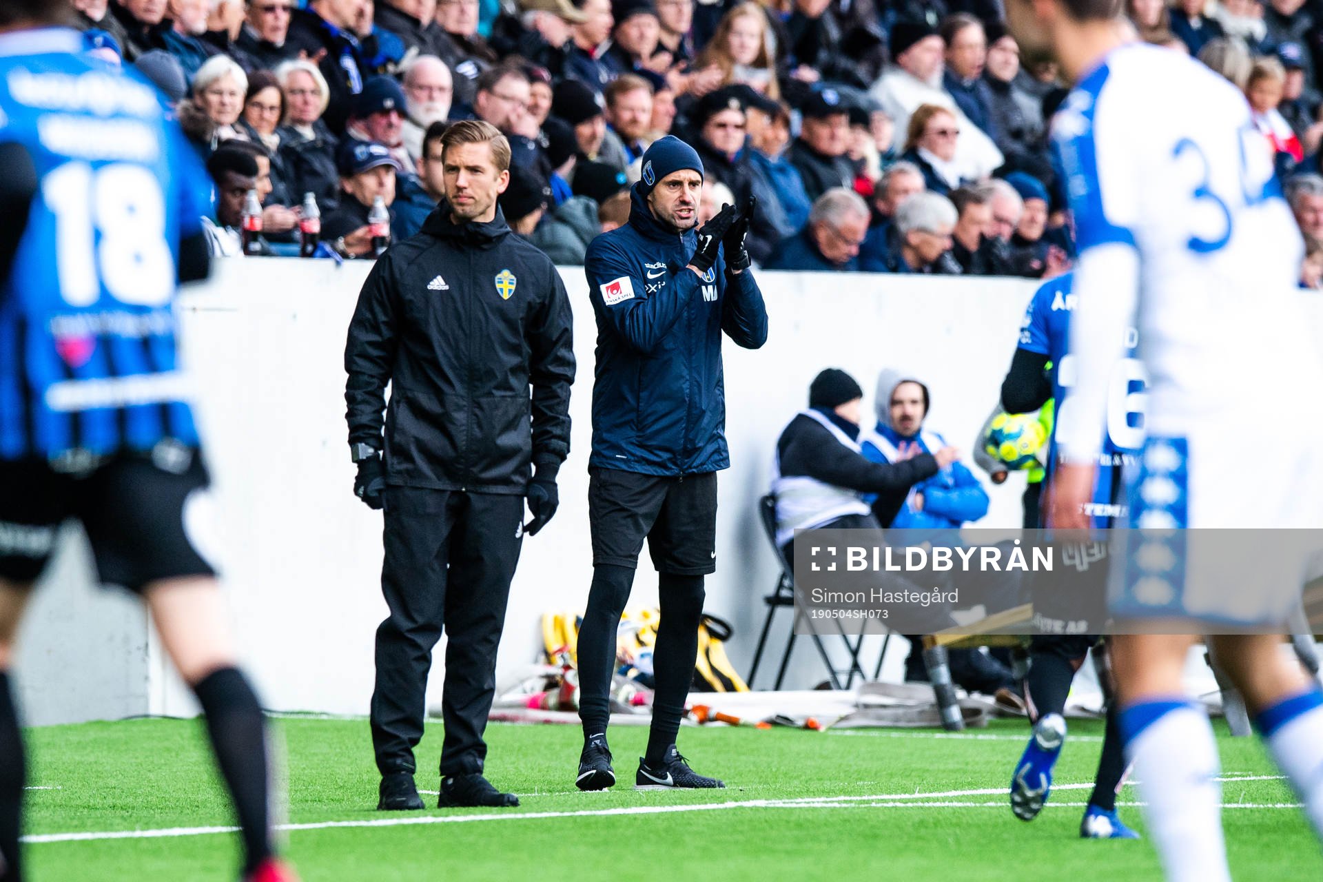 Sirius assisterande tränare Mirza Jelecak under fotbollsmatchen i Allsvenskan mellan Sirius och IFK Göteborg den 4 maj 2019 i Uppsala.