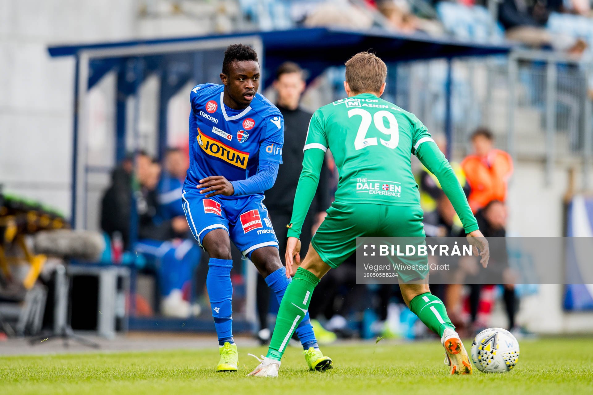 Brice Wembangomo of Sandefjord and Kristoffer Nesse