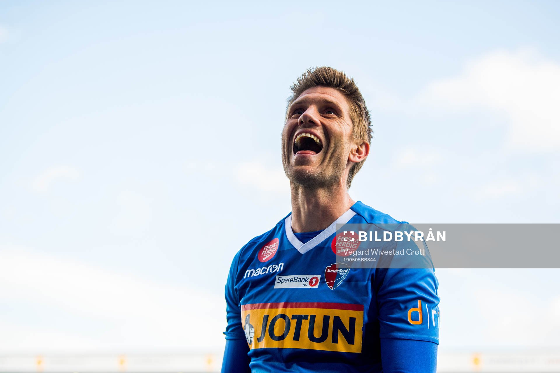 Erik Mjelde of Sandefjord celebrates