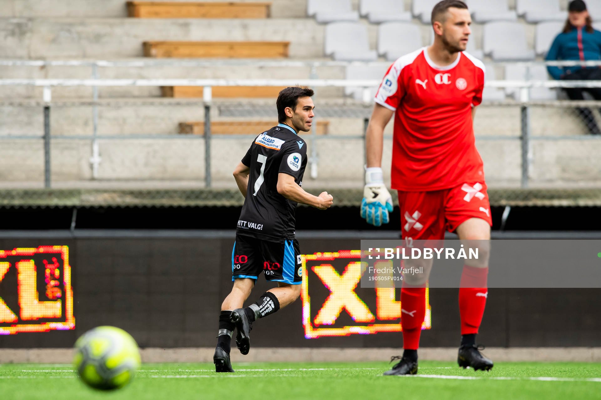 Simón Colina of Sandnes Ulf celebrates