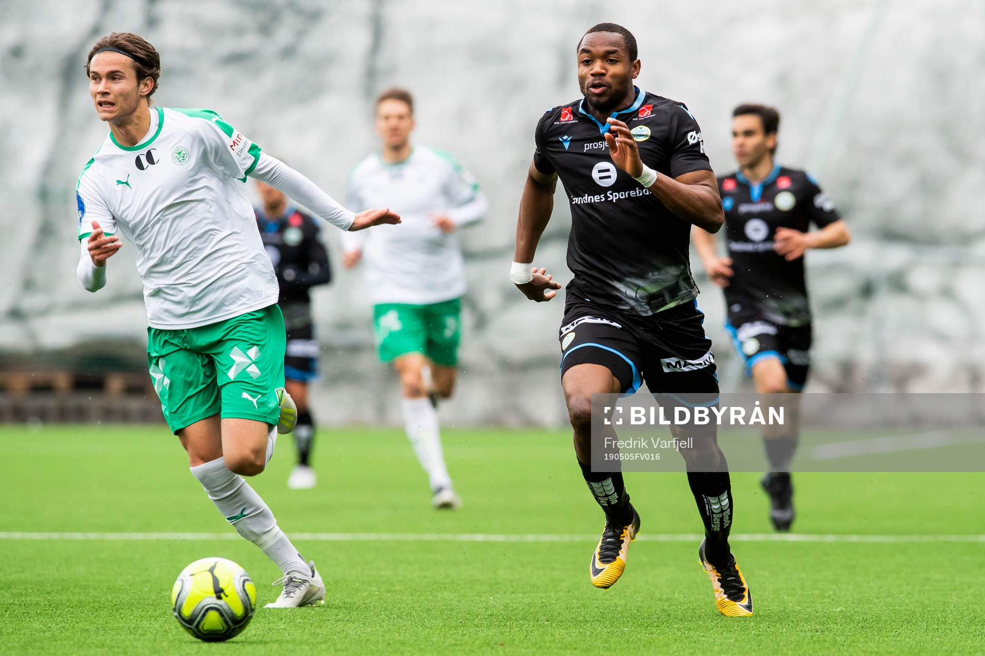 Markus Solbakken of HamKam and Kachi of Sandnes Ulf