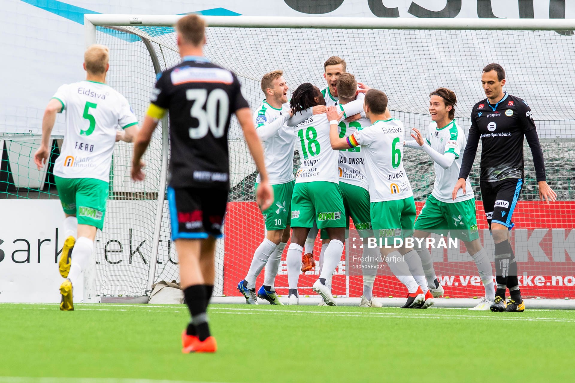 Steffen Skogvang Pedersen of HamKam celebrates with hos