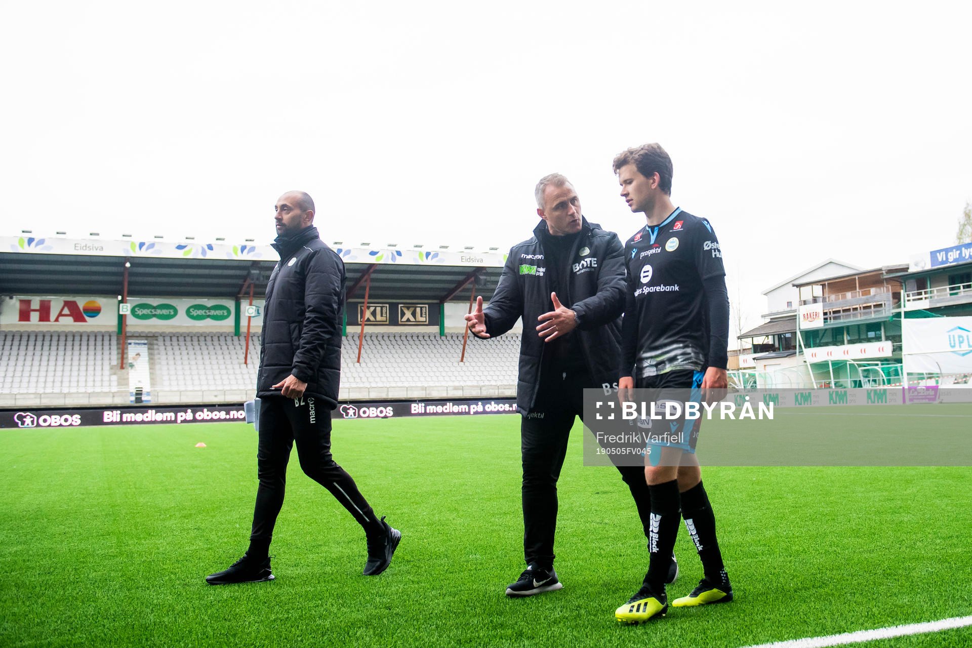 Bojan Zajic, assistant coach of Sandnes Ulf, Bengt Sæternes, head coach of Sandnes Ulf, and Vegard Østraat Erlien of Sandnes Ulf after the OBOS-ligaen match between HamKam and Sandnes Ulf on May 5, 2019 in Hamar.