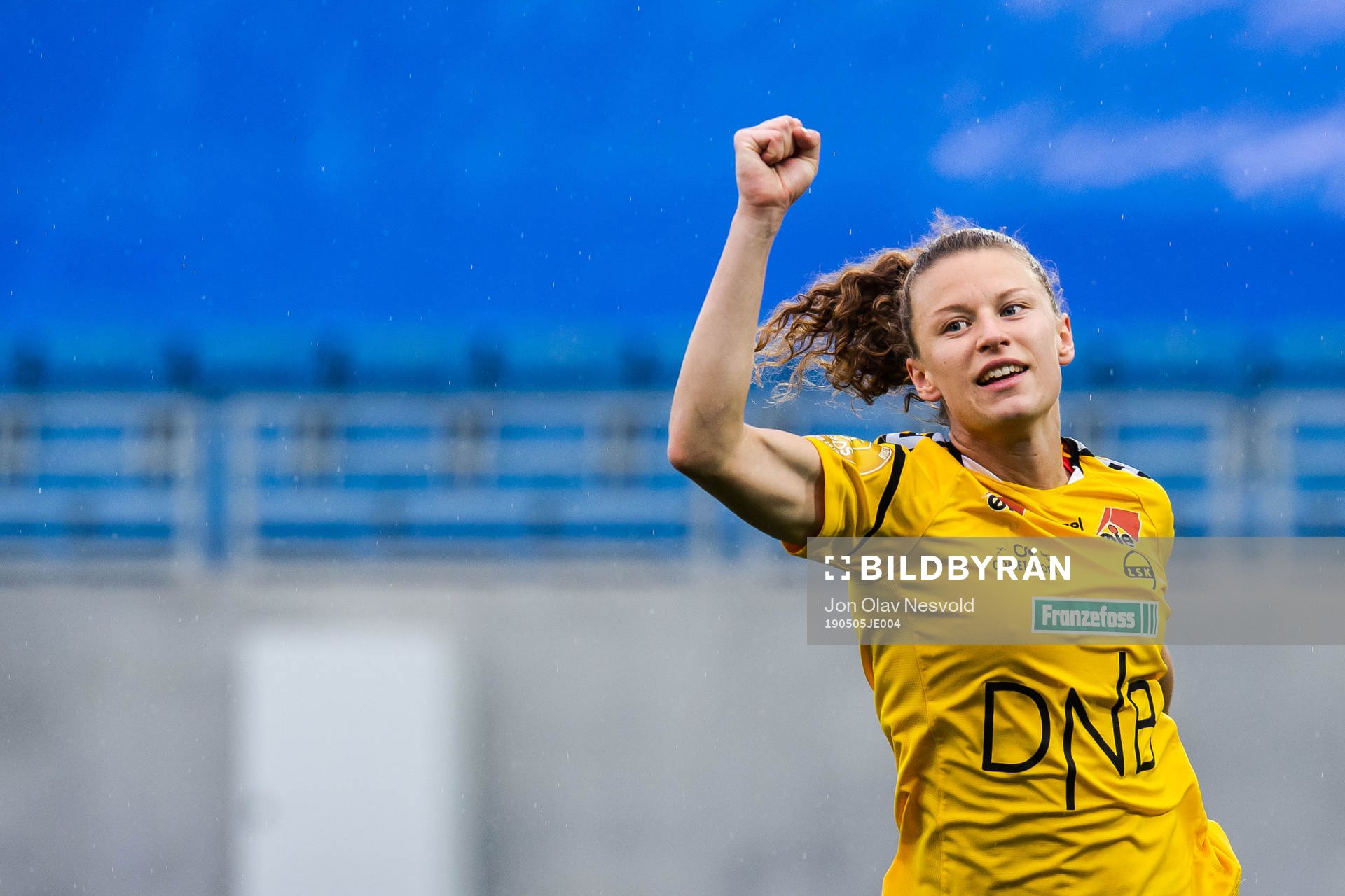 Synne Hansen of LSK Kvinner celebrates