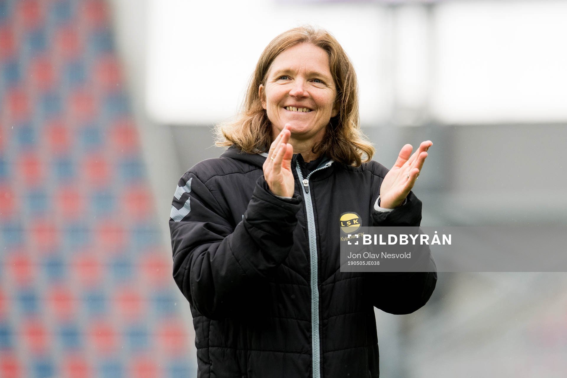 Hege Riise, head coach of LSK Kvinner, celebrates