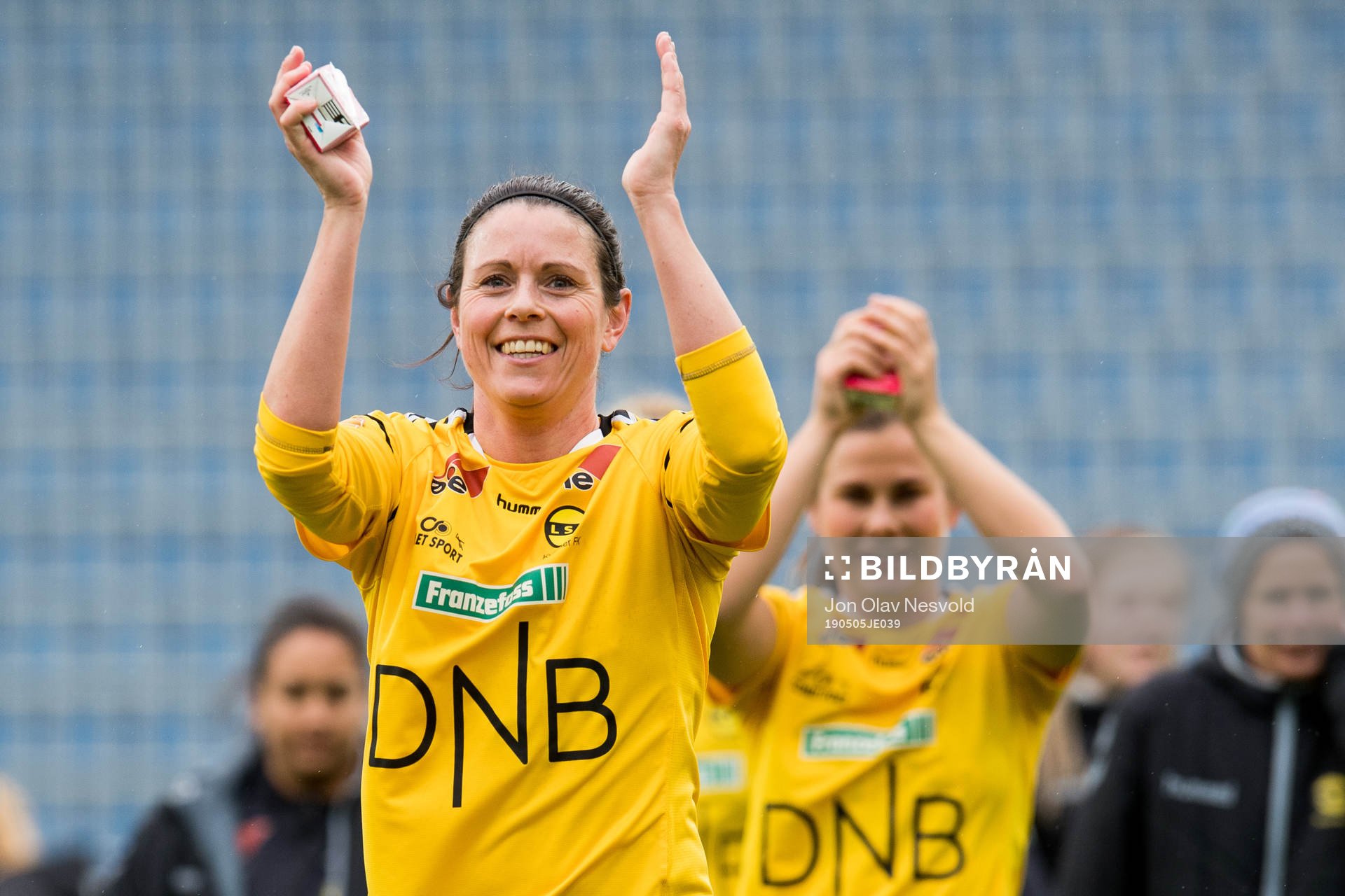 Isabell Bachor of LSK Kvinner celebrates
