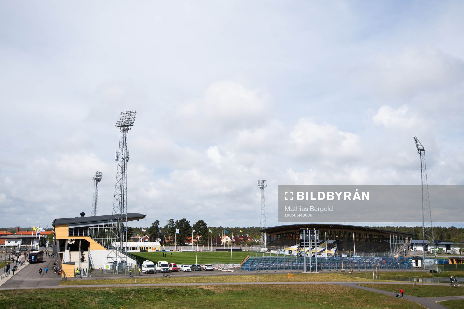Exteriör vy över Falkenberg Alkoholfri Arena