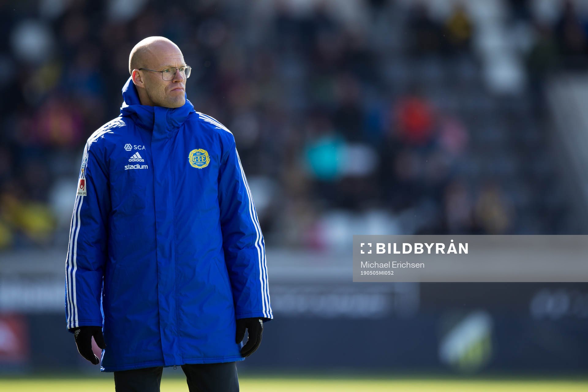 Sundsvalls tränare Joel Cedergren under fotbollsmatchen i Allsvenskan mellan Häcken och Gif Sundsvall den 5 maj 2019 i Göteborg.