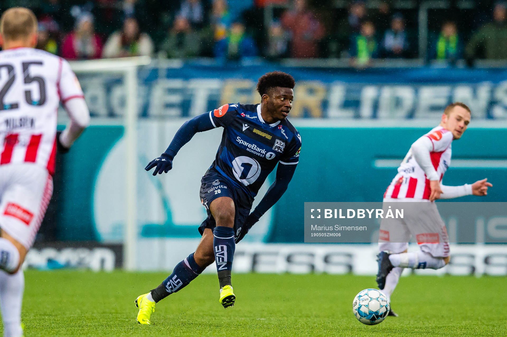 Thomas Olivier Amang A Kegueni of Kristiansund during the Eliteserien match between Kristiansund and Tromsø on May 5, 2019 in Kristiansund.