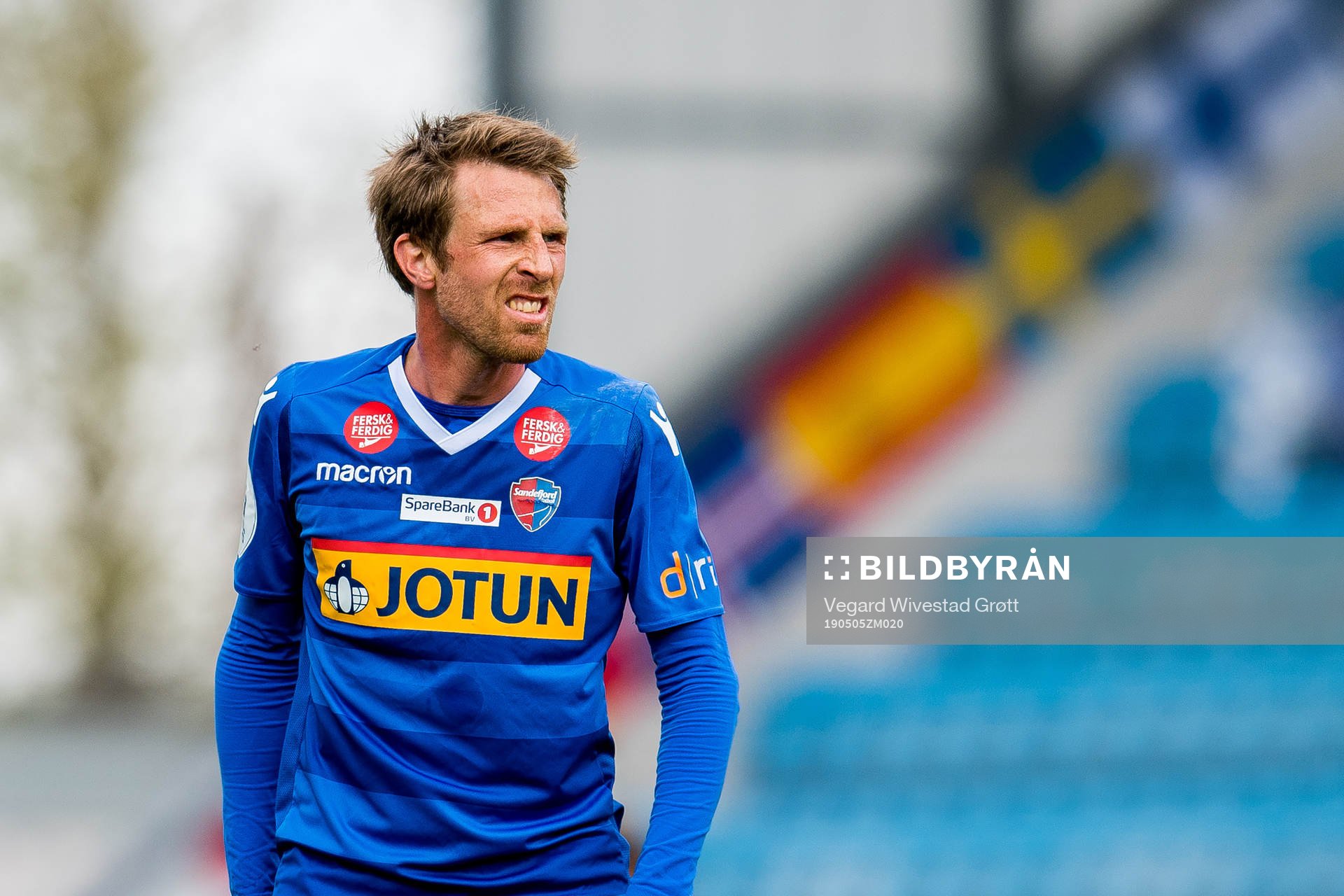 Håvard Storbæk of Sandefjord during the OBOS-ligaen football match between Sandefjord and Nest-Sotra on May 5, 2019 in Sandefjord.