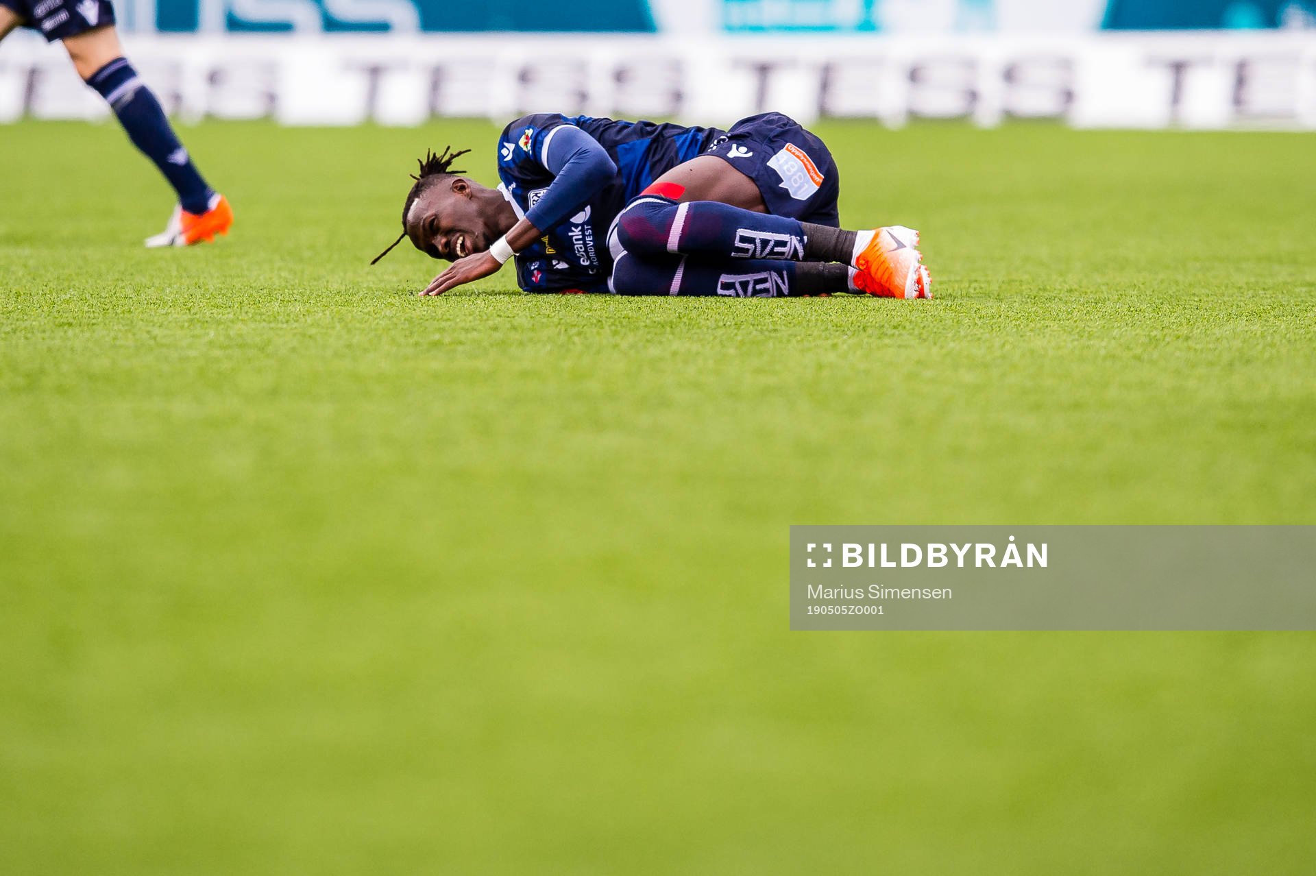 Amidou Diop of Kristiansund in pain